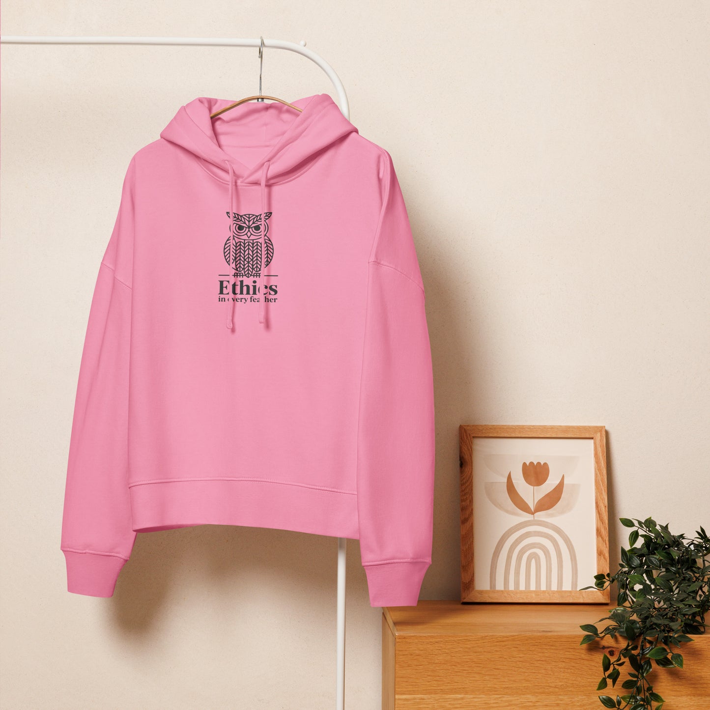 Women's Mid-Weight Hoodie: 'Ethics in Every Feather' | Sustainable Owl Fashion USA Dudeily