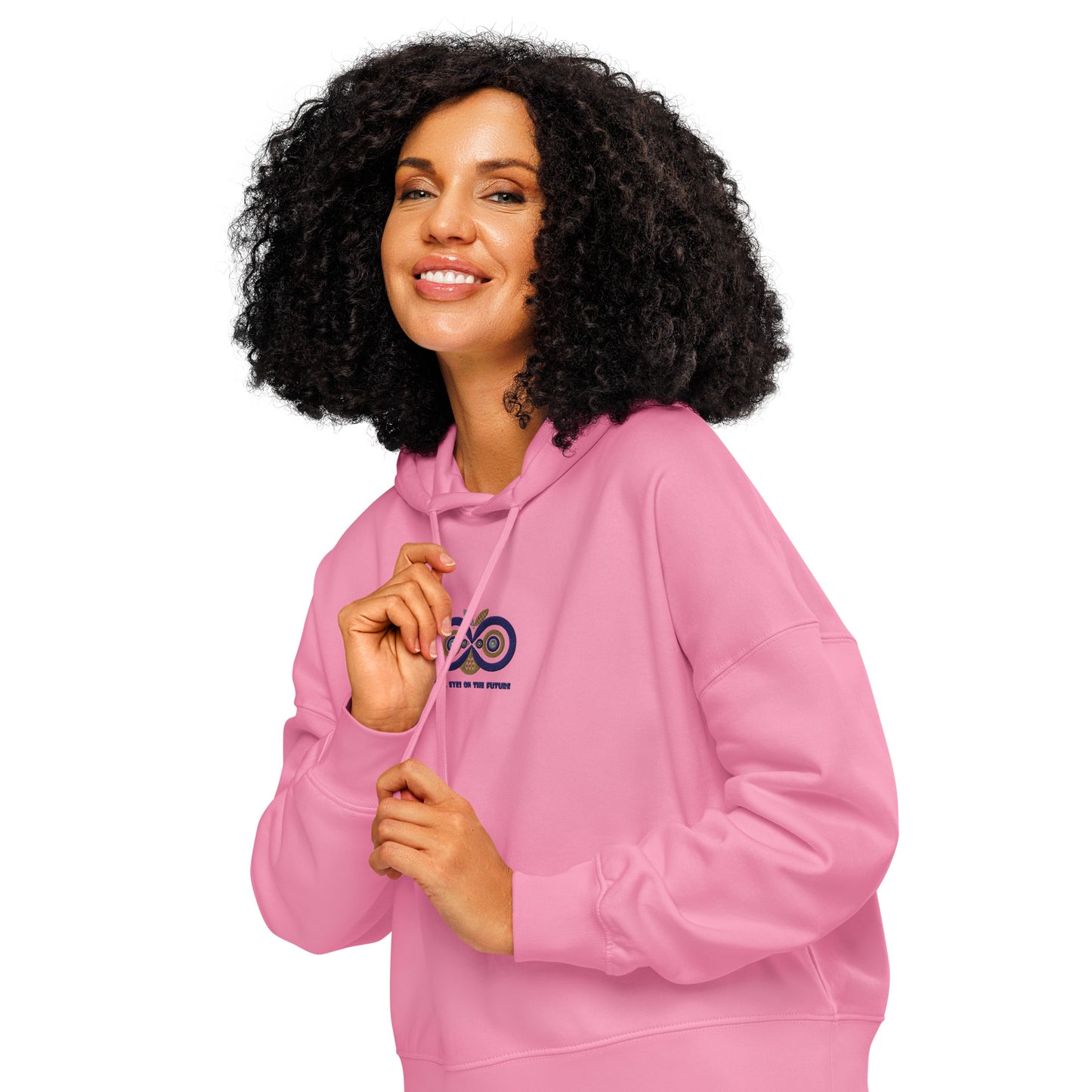 Embroidered Women’s Organic Mid-Weight Hoodie – Owl Eyes on the Future | Owl-Themed Sustainable Fashion Dudeily