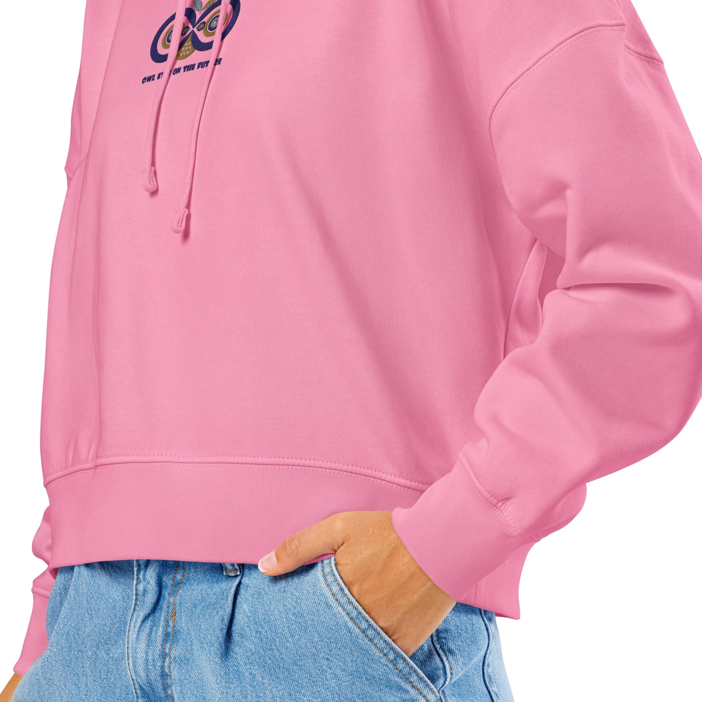 Embroidered Women’s Organic Mid-Weight Hoodie – Owl Eyes on the Future | Owl-Themed Sustainable Fashion Dudeily