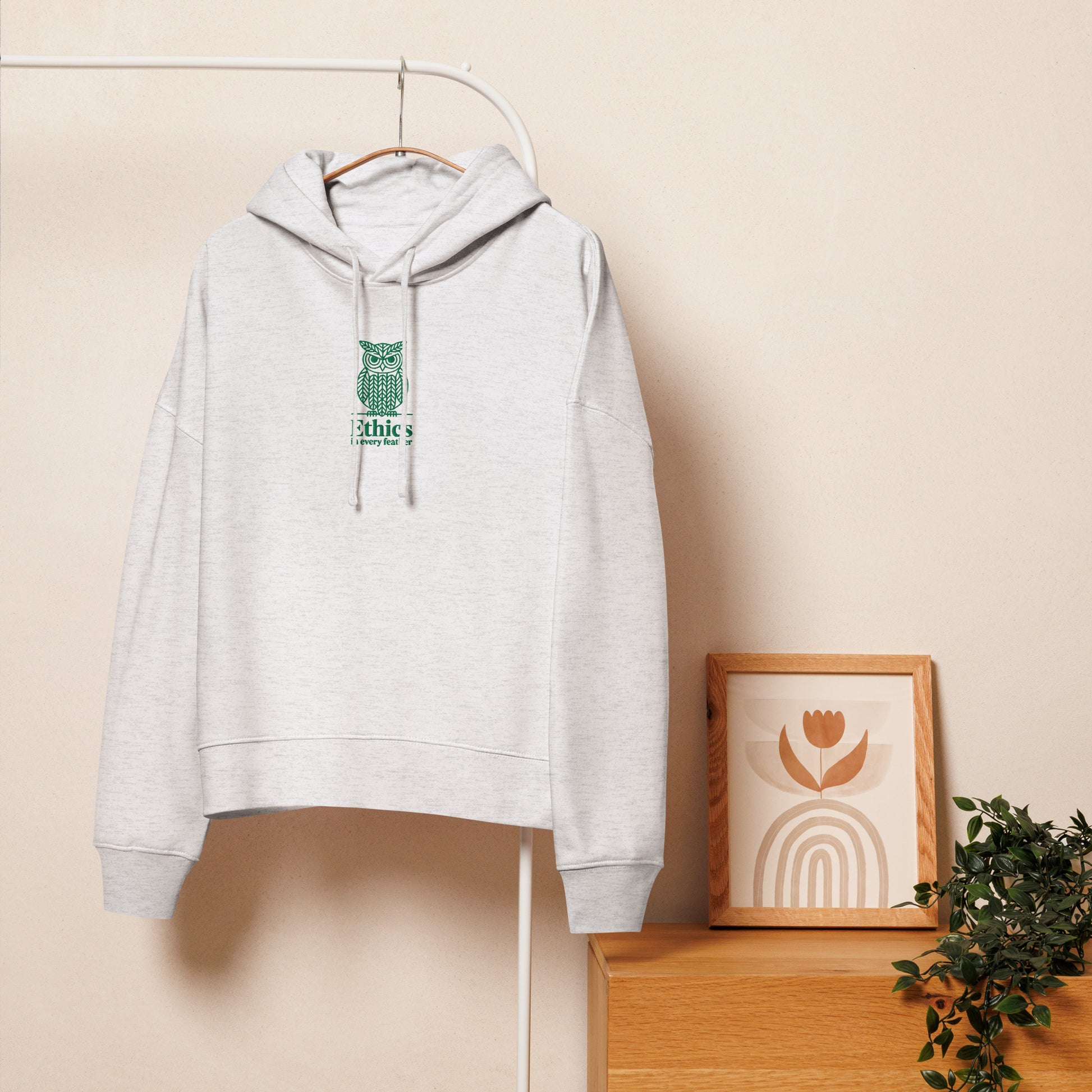 Owl Themed Women’s Organic Mid-Weight Hoodie – "Ethics in Every Feather" | Sustainable Fashion Dudeily