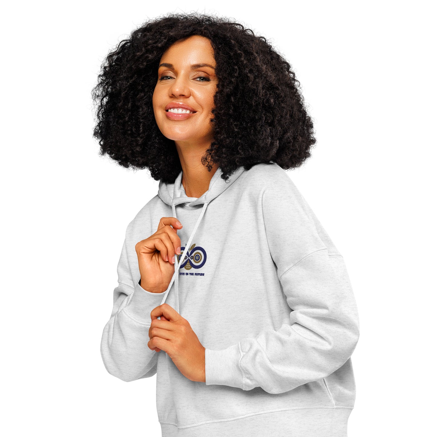Embroidered Women’s Organic Mid-Weight Hoodie – Owl Eyes on the Future | Owl-Themed Sustainable Fashion Dudeily