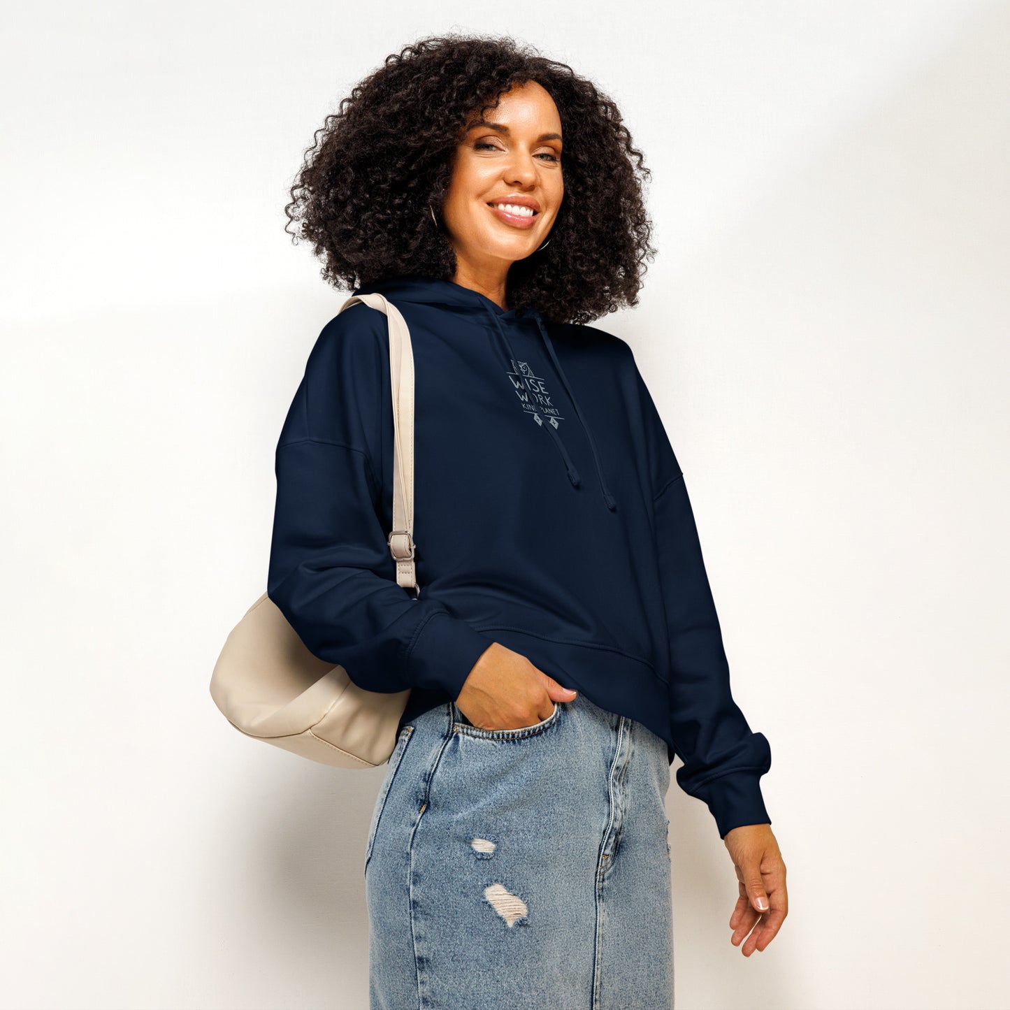 Women’s Organic Mid-Weight Hoodie: Wise Work, Kind Planet | Owl Embroidered Sustainable Fashion Dudeily