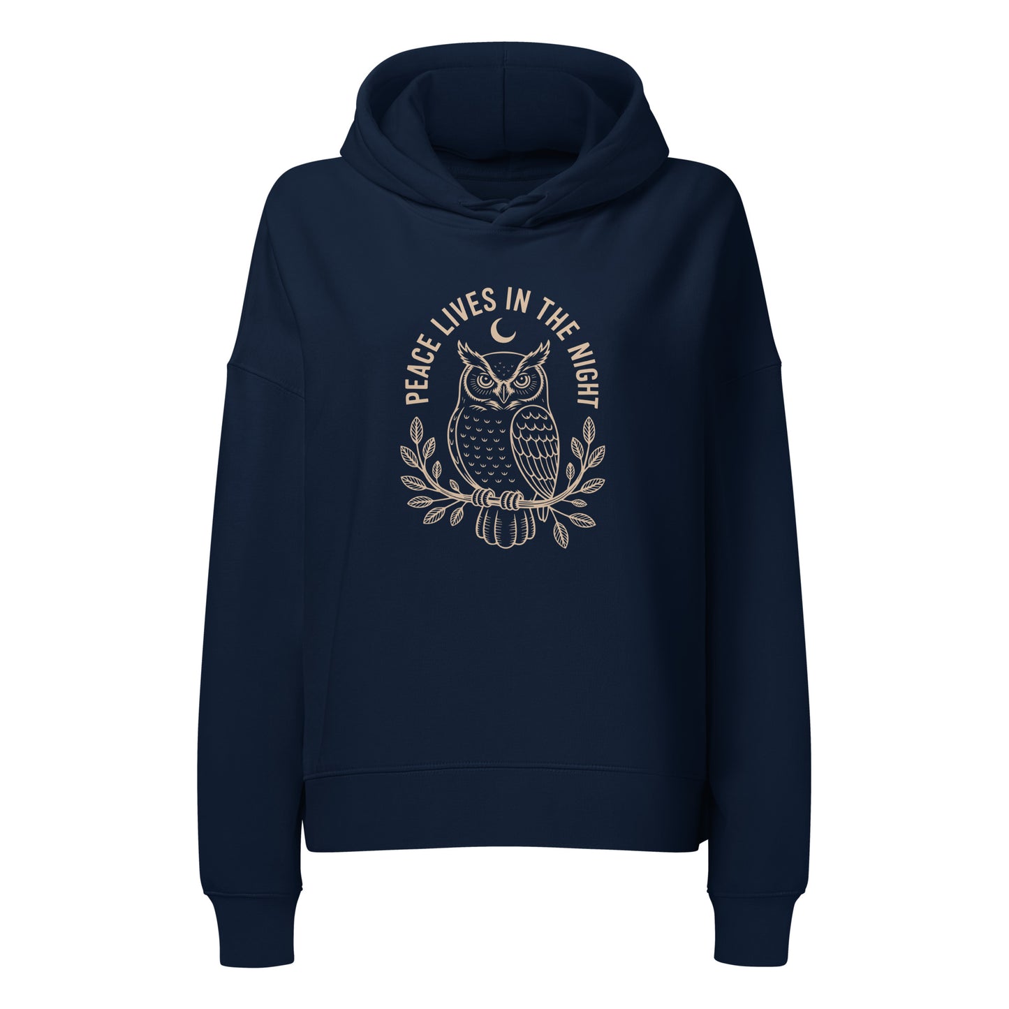 Women’s Organic Mid-Weight Hoodie: 'Peace in the Night' in Fall | Sustainable Owl Fashion USA Dudeily