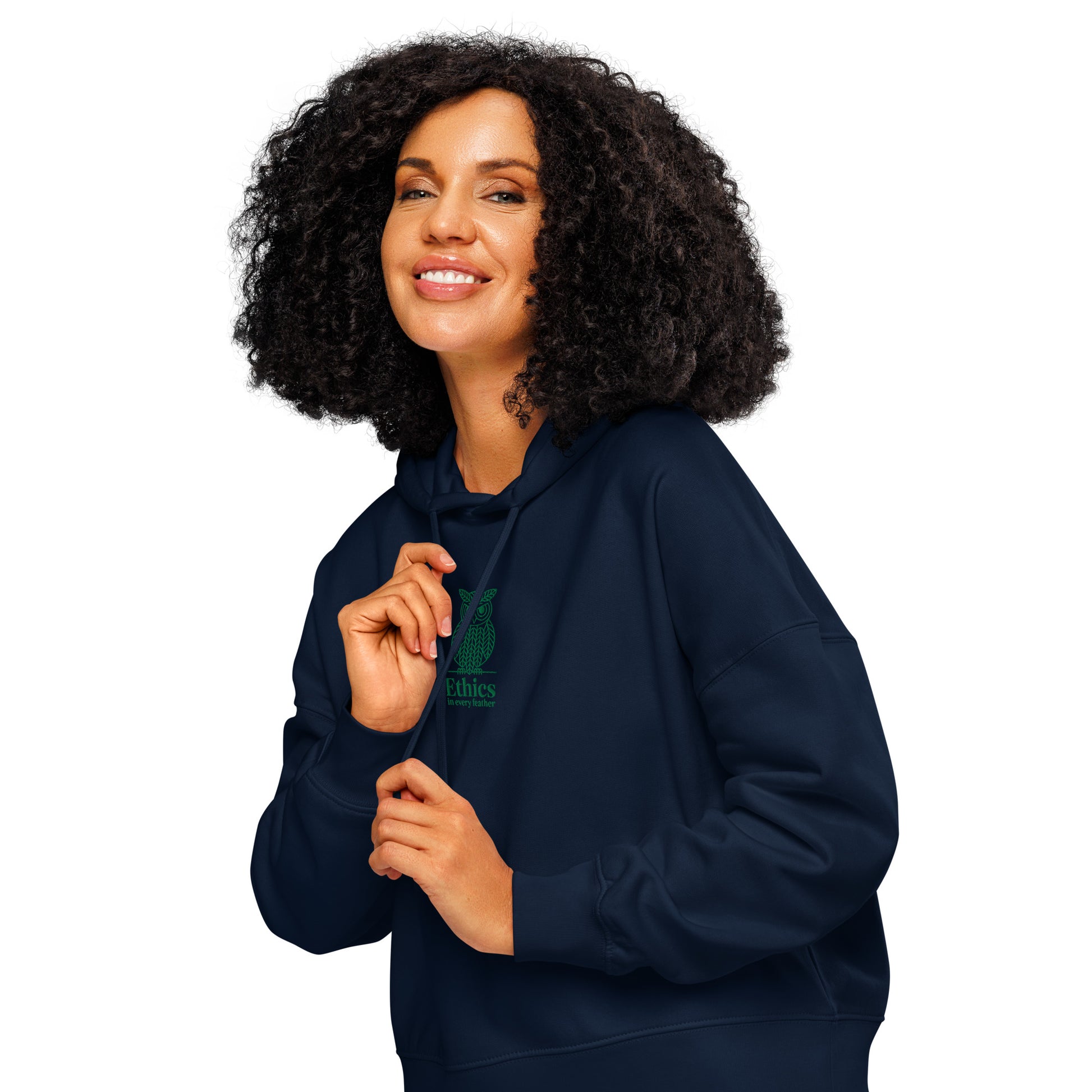 Owl Themed Women’s Organic Mid-Weight Hoodie – "Ethics in Every Feather" | Sustainable Fashion Dudeily