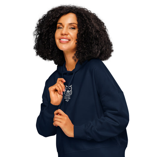 Owl Women's Organic Hoodie - Stay Cozy Hoot Loud in Fall | Sustainable Fashion USA French Navy Dudeily