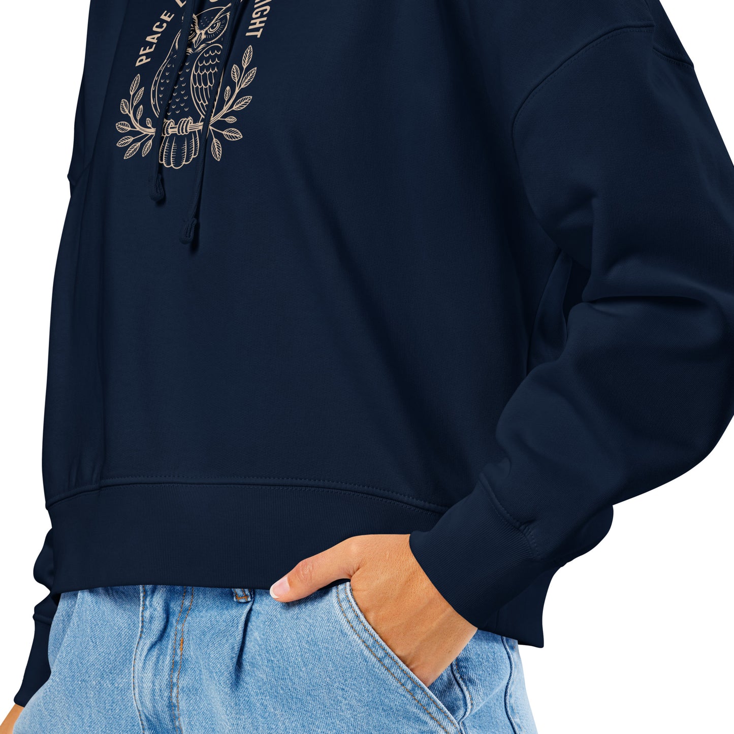 Women’s Organic Mid-Weight Hoodie: 'Peace in the Night' in Fall | Sustainable Owl Fashion USA Dudeily