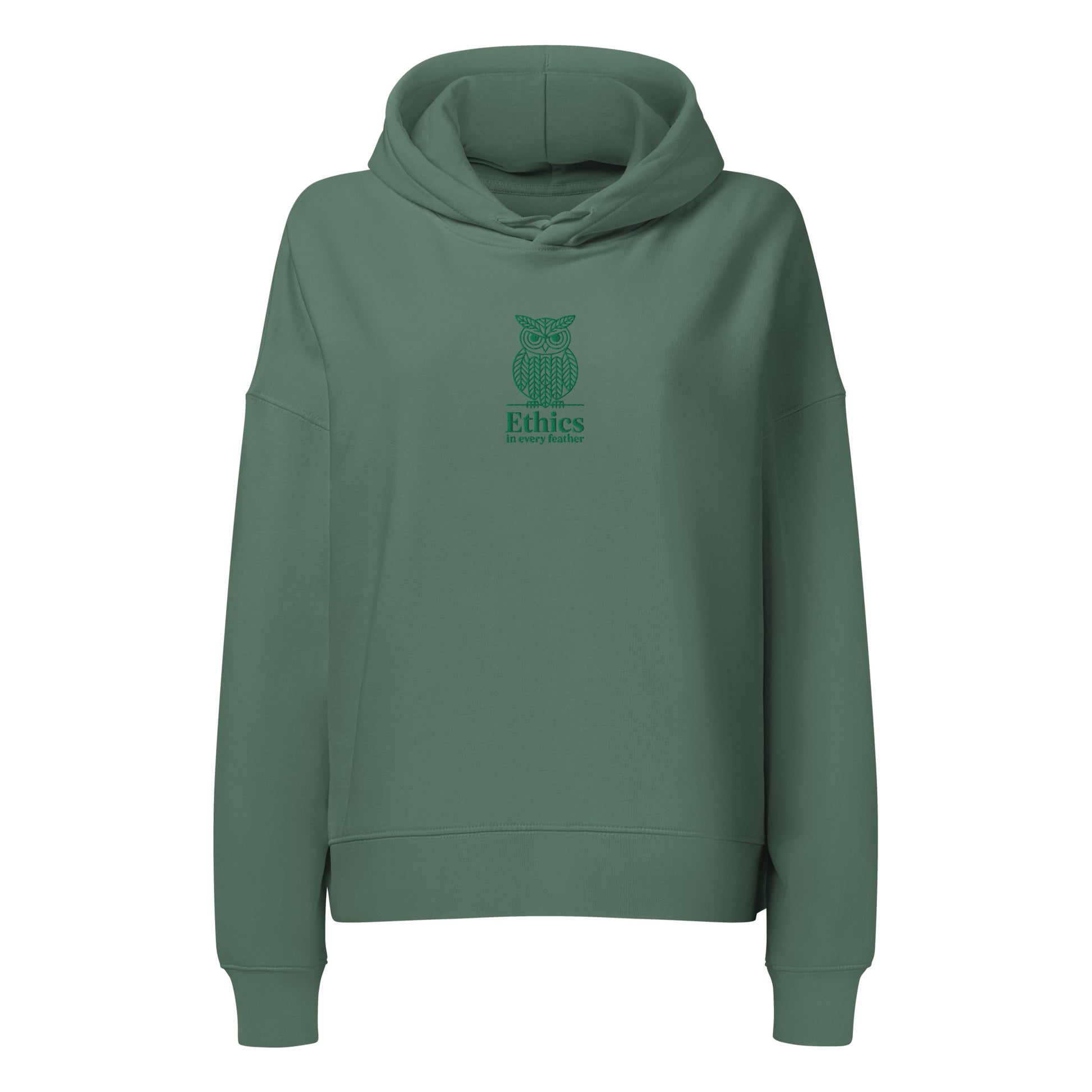 Owl Themed Women’s Organic Mid-Weight Hoodie – "Ethics in Every Feather" | Sustainable Fashion Dudeily