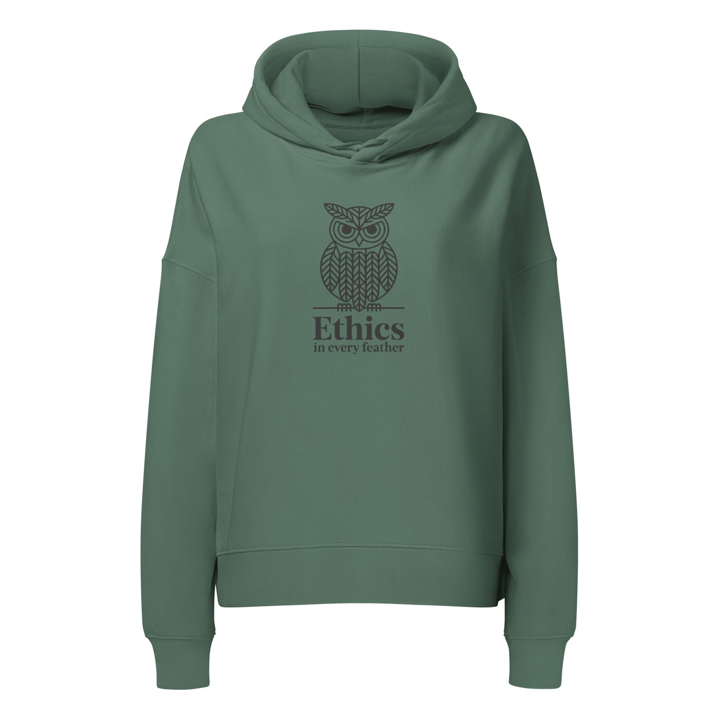Women's Mid-Weight Hoodie: 'Ethics in Every Feather' | Sustainable Owl Fashion USA Dudeily