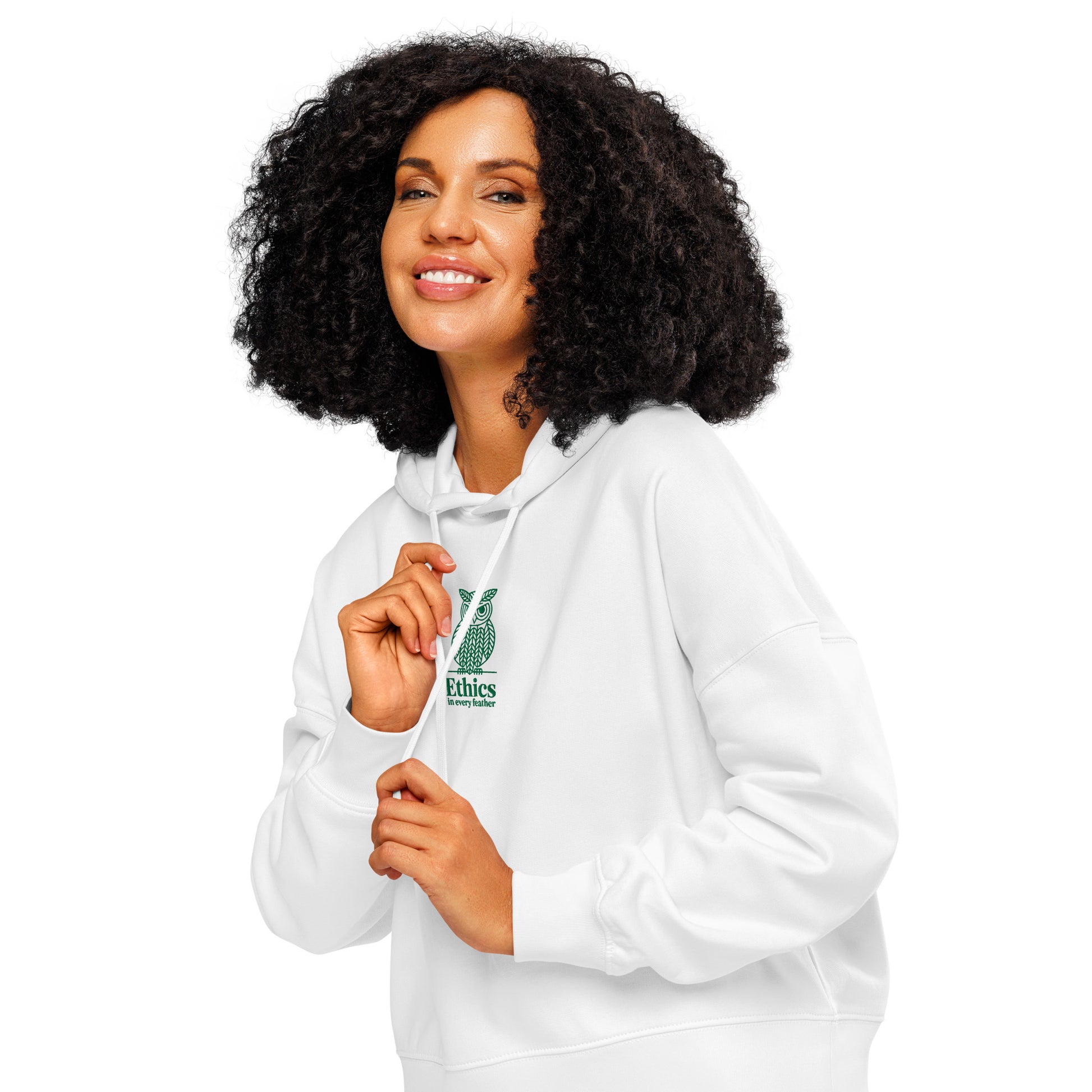 Owl Themed Women’s Organic Mid-Weight Hoodie – "Ethics in Every Feather" | Sustainable Fashion Dudeily