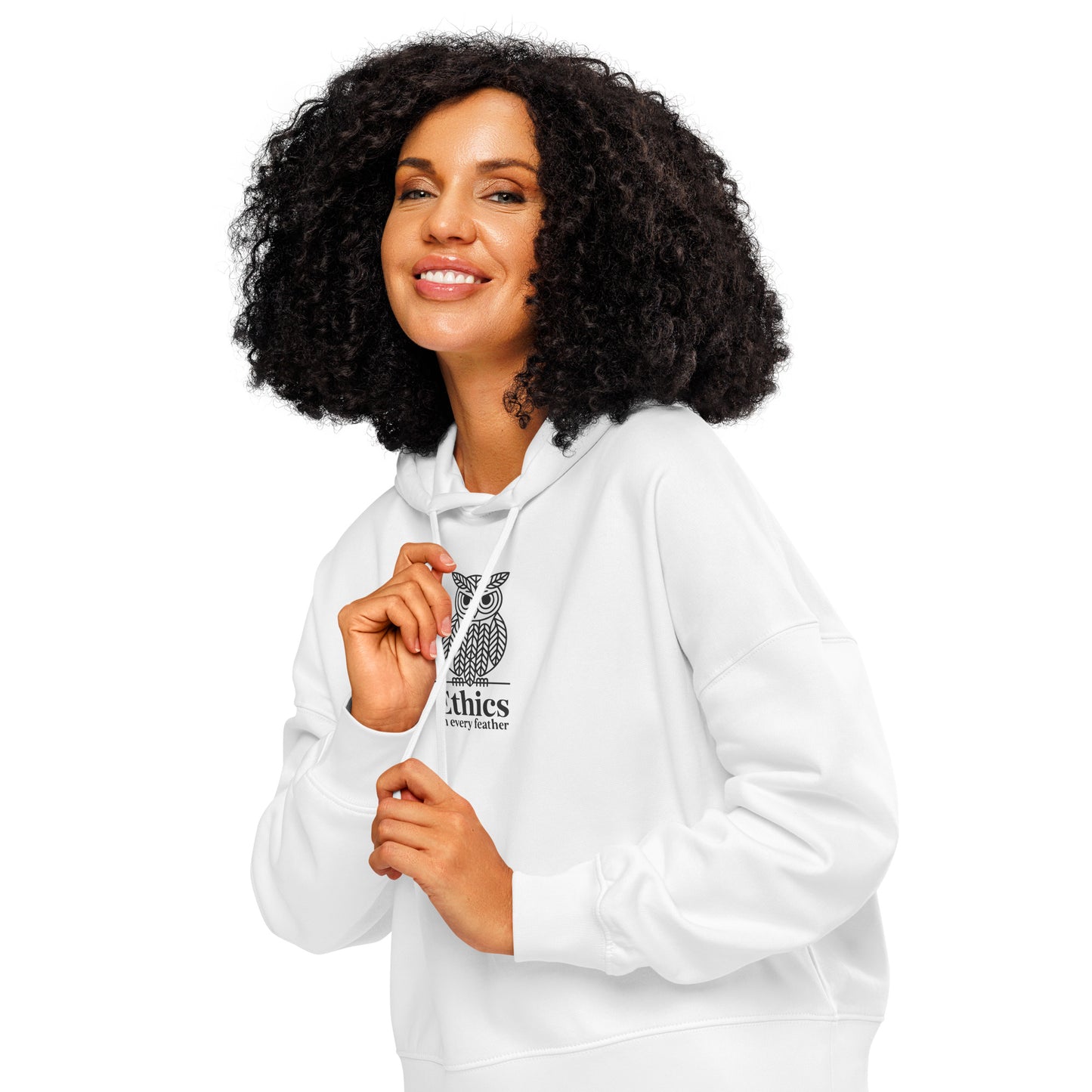Women's Mid-Weight Hoodie: 'Ethics in Every Feather' | Sustainable Owl Fashion USA Dudeily