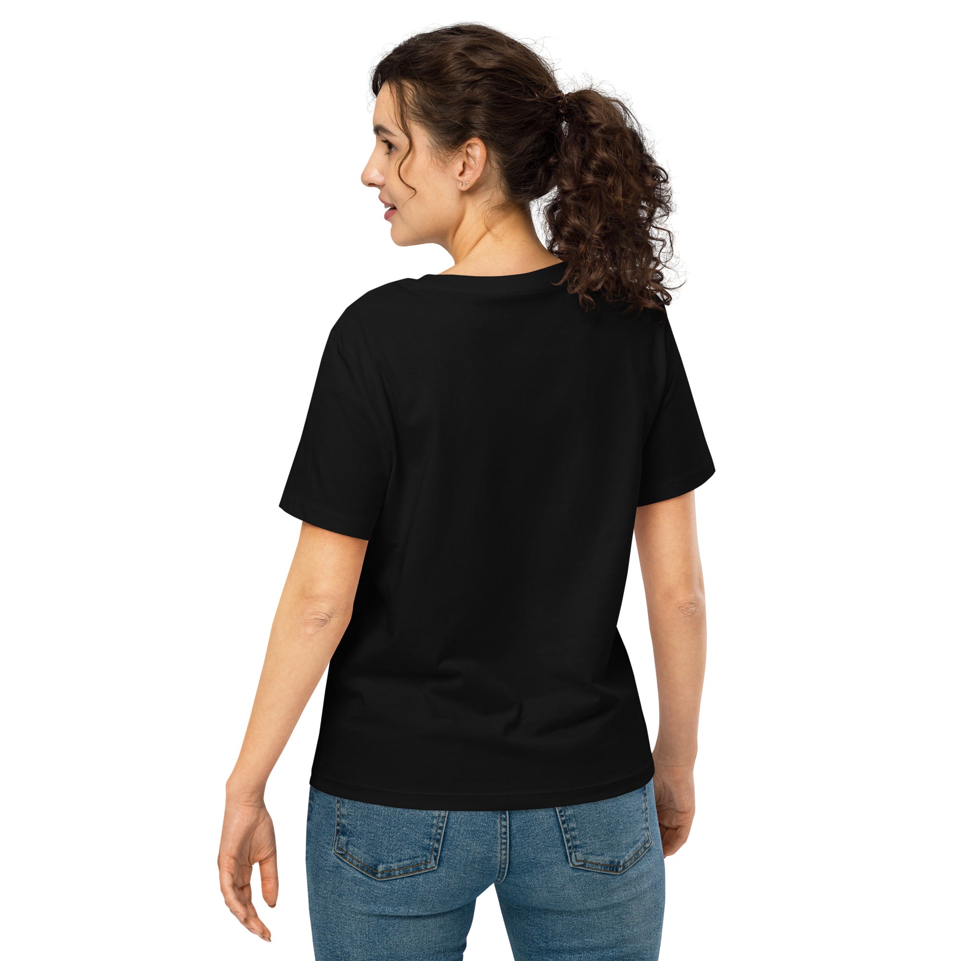 Women’s Organic Ribbed Neck T-Shirt: 'Peace in the Night' in Fall | Sustainable Owl Fashion USA Dudeily
