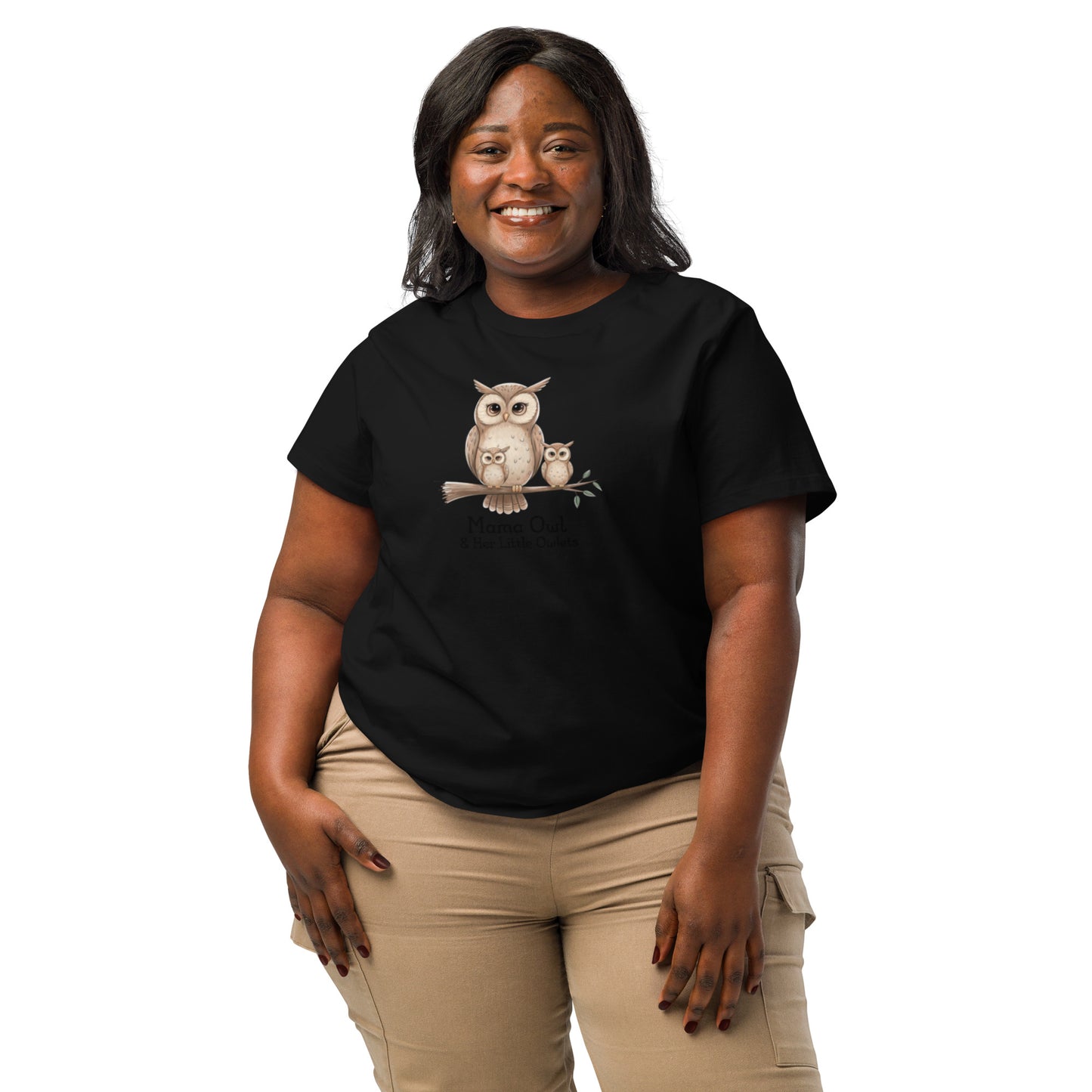 Women’s Organic Ribbed Neck T-Shirt – Sustainable Owl-Inspired Style by Dudeily Dudeily