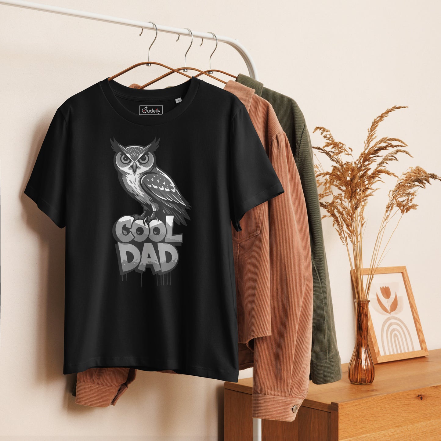 Women’s Organic Ribbed Neck T-Shirt – Sustainable Father’s Day Gift for Owl & Nature Lovers | Dudeily Dudeily