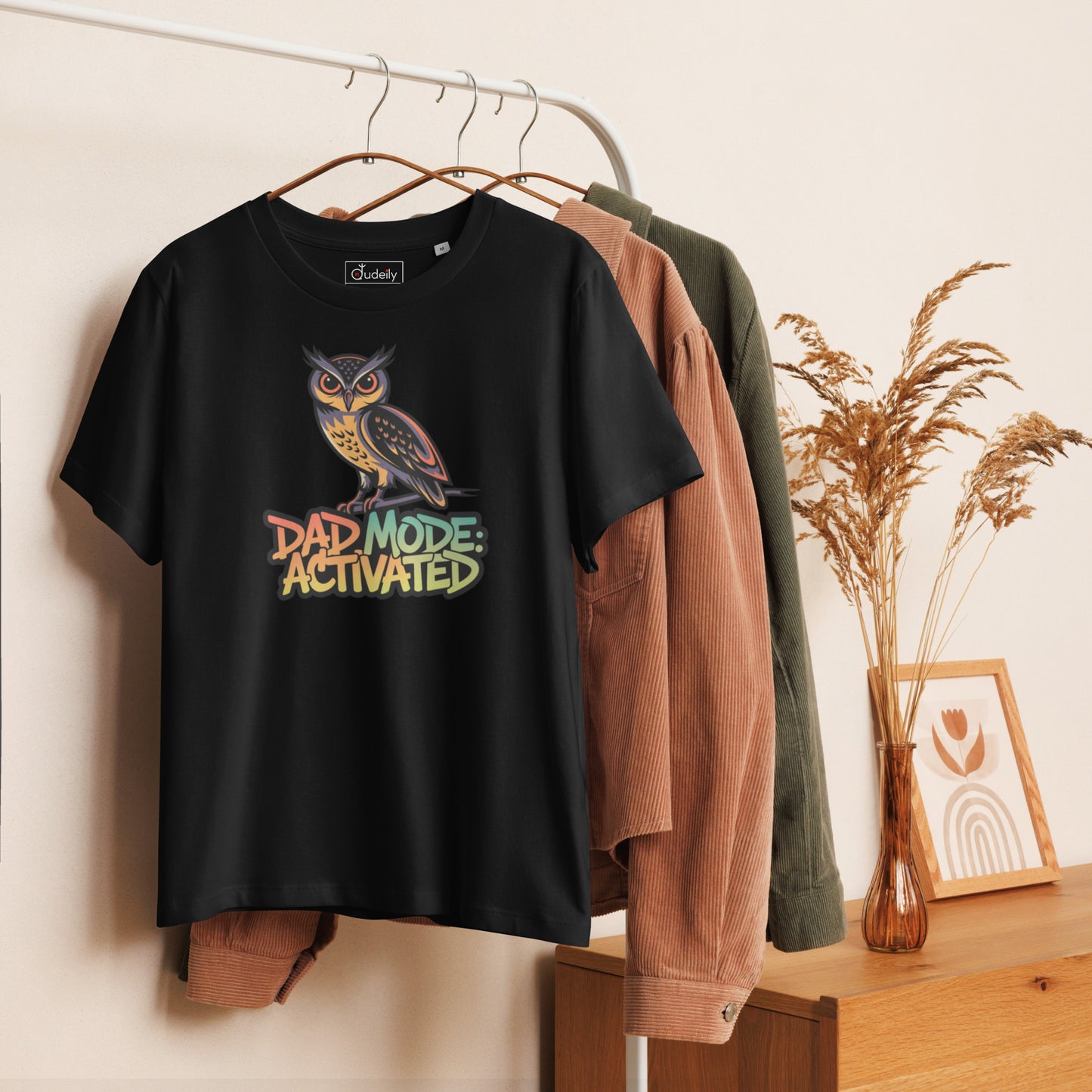 Women’s Organic Ribbed Neck T-Shirt – Owl-Themed Sustainable Fashion for Nature Lovers | Dudeily Dudeily