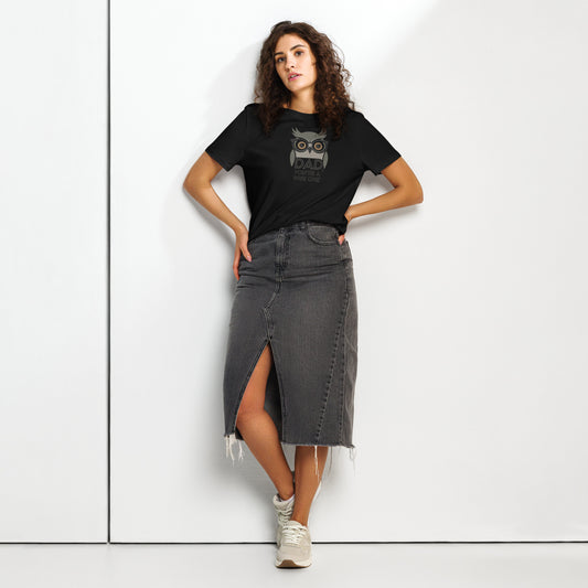 Women’s Organic Ribbed Neck T-Shirt –Owl Themed Eco-Friendly, Sustainable Fashion by Dudeily Dudeily