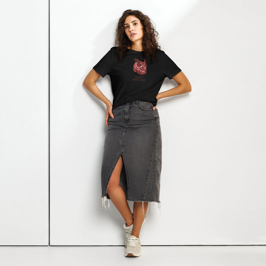 Women’s Organic Ribbed Neck T-Shirt: 'Silent Watcher' | Ethical Owl Clothing USA Dudeily