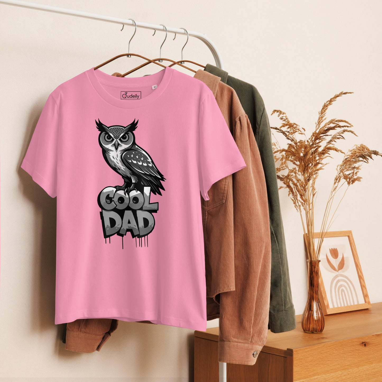 Women’s Organic Ribbed Neck T-Shirt – Sustainable Father’s Day Gift for Owl & Nature Lovers | Dudeily Dudeily