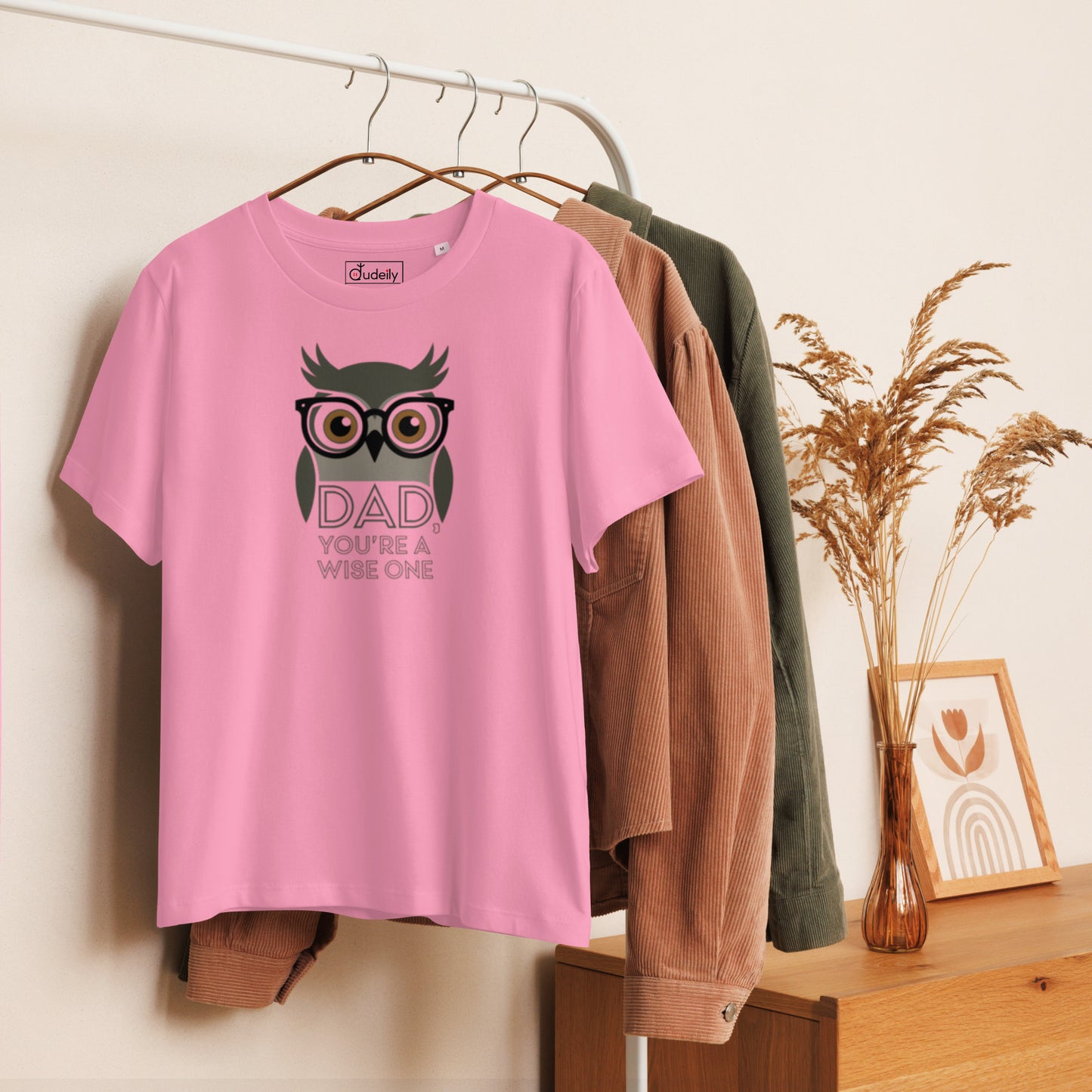 Women’s Organic Ribbed Neck T-Shirt –Owl Themed Eco-Friendly, Sustainable Fashion by Dudeily Dudeily