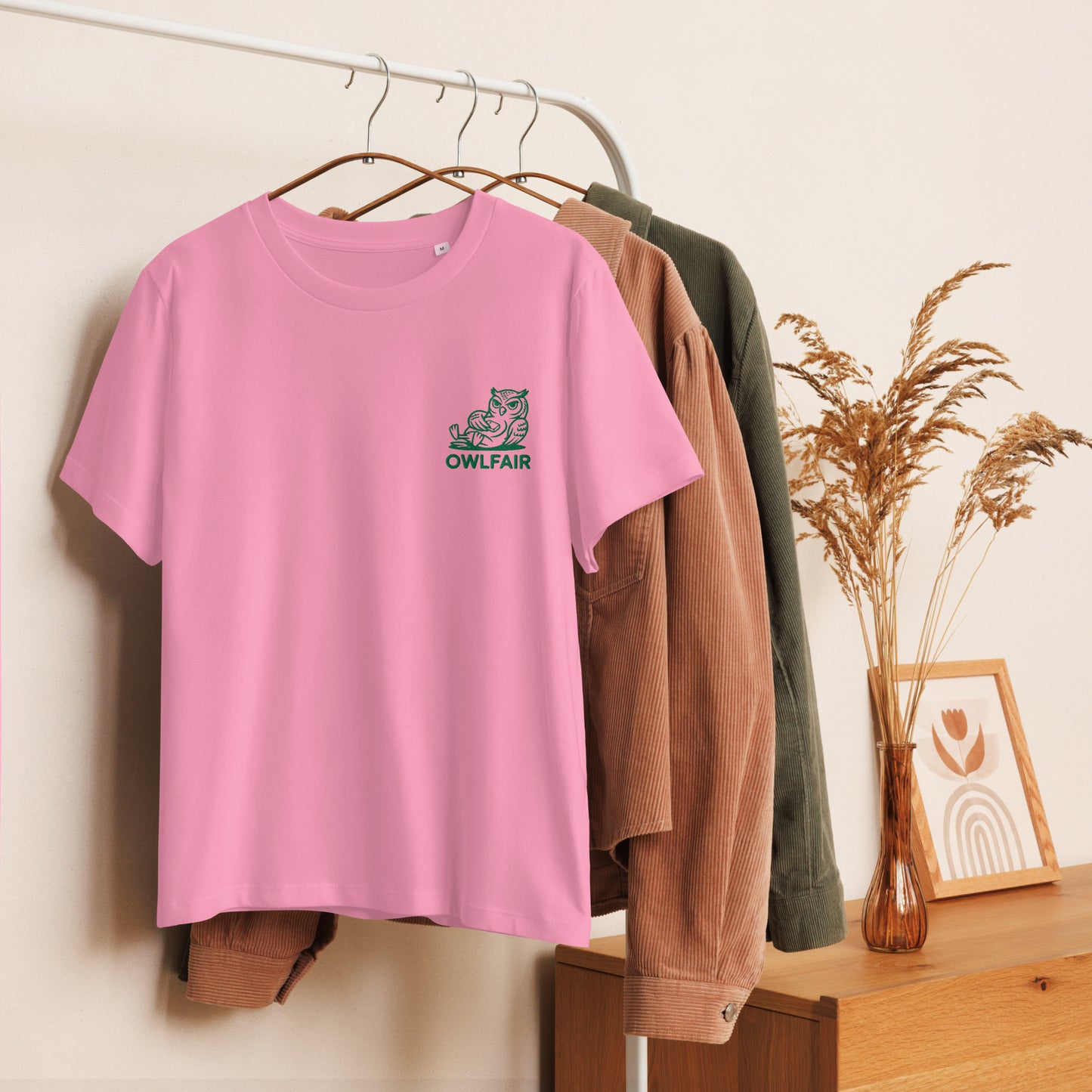 Owl-Themed Women's Organic Ribbed Neck T-Shirt | Sustainable & Eco-Friendly Fashion for Father's Day Dudeily