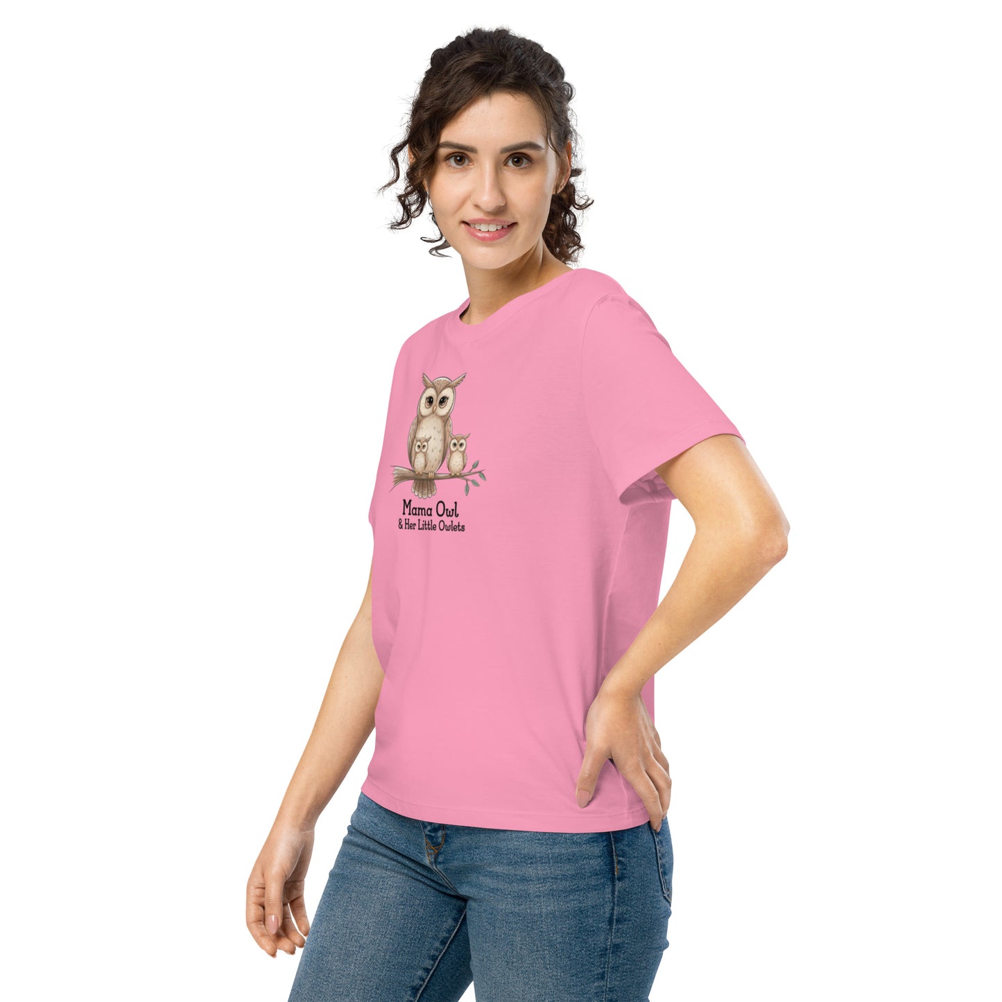 Women’s Organic Ribbed Neck T-Shirt – Sustainable Owl-Inspired Style by Dudeily Dudeily