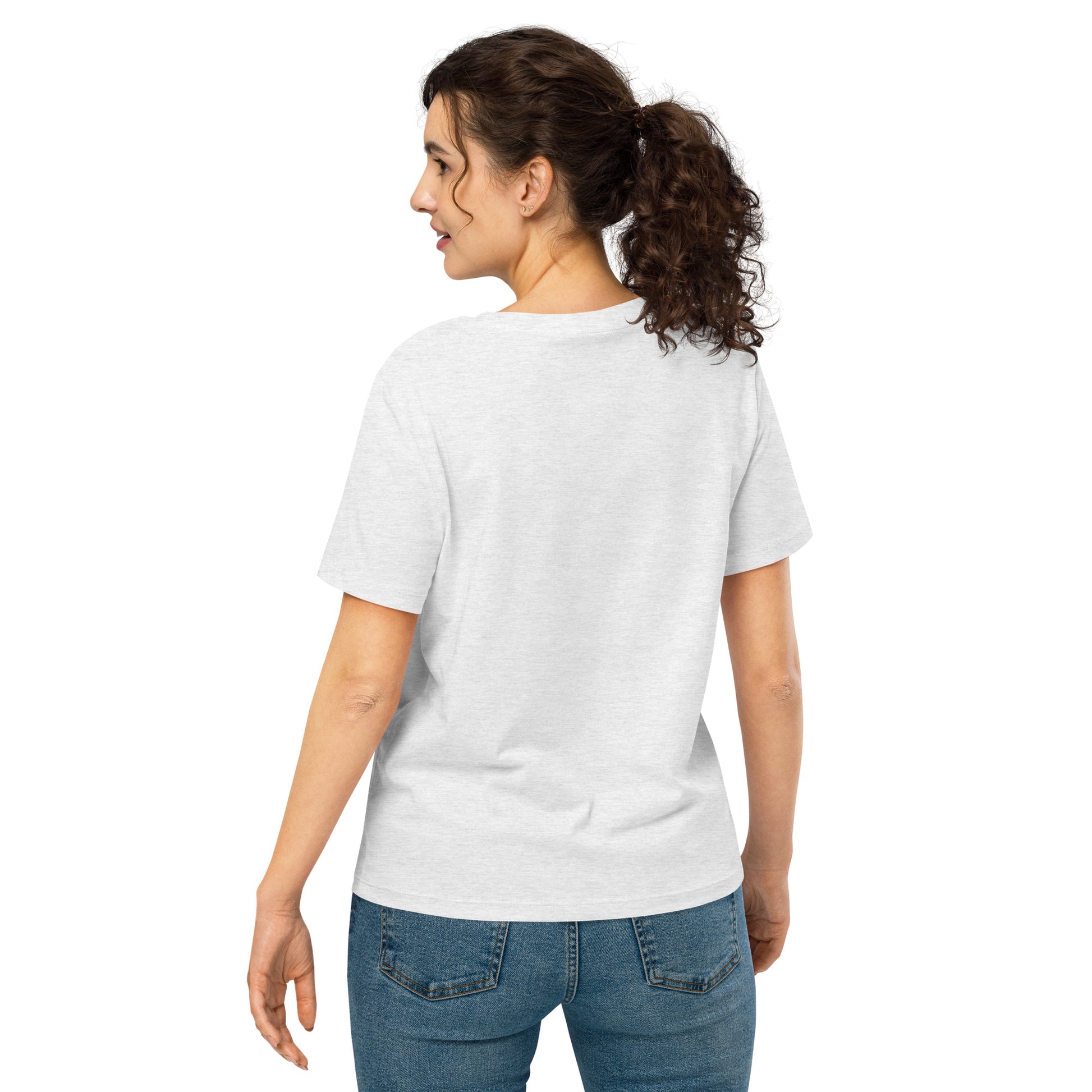 Women’s Organic Ribbed Neck T-Shirt: 'Peace in the Night' in Fall | Sustainable Owl Fashion USA Dudeily
