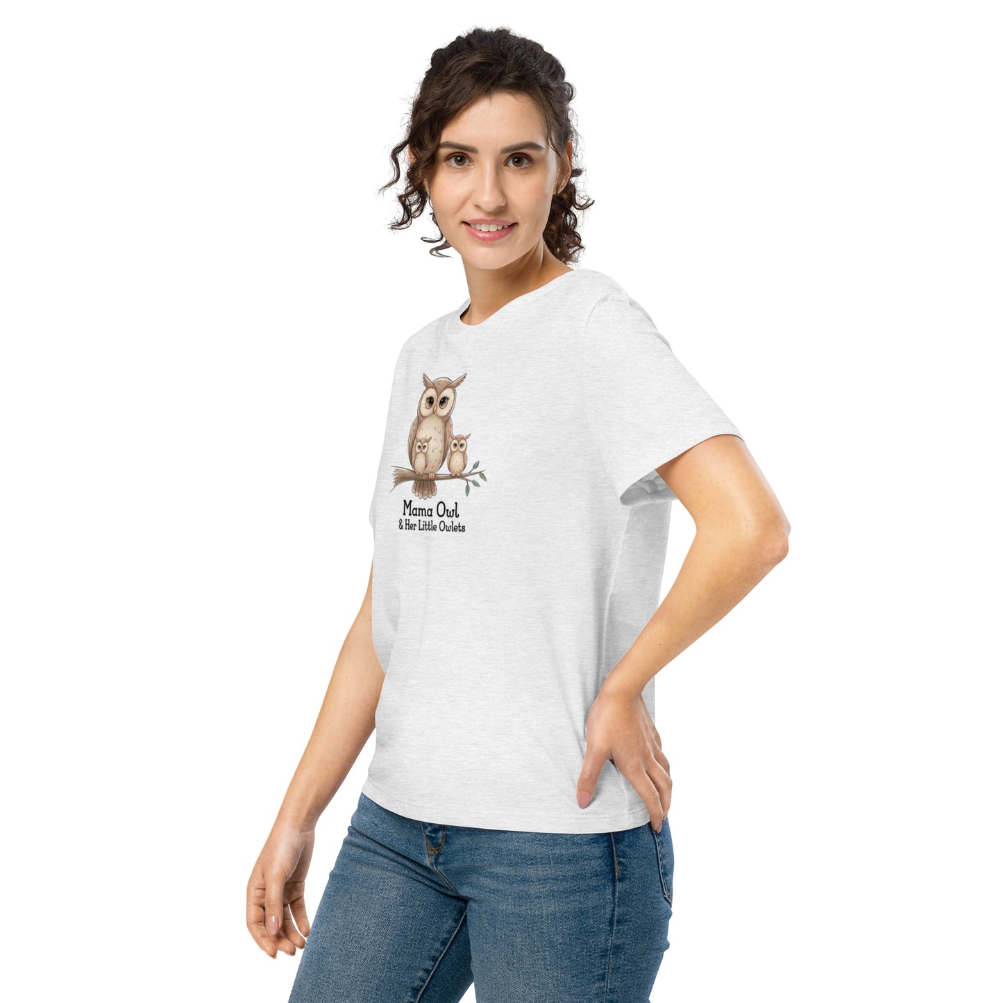 Women’s Organic Ribbed Neck T-Shirt – Sustainable Owl-Inspired Style by Dudeily Dudeily