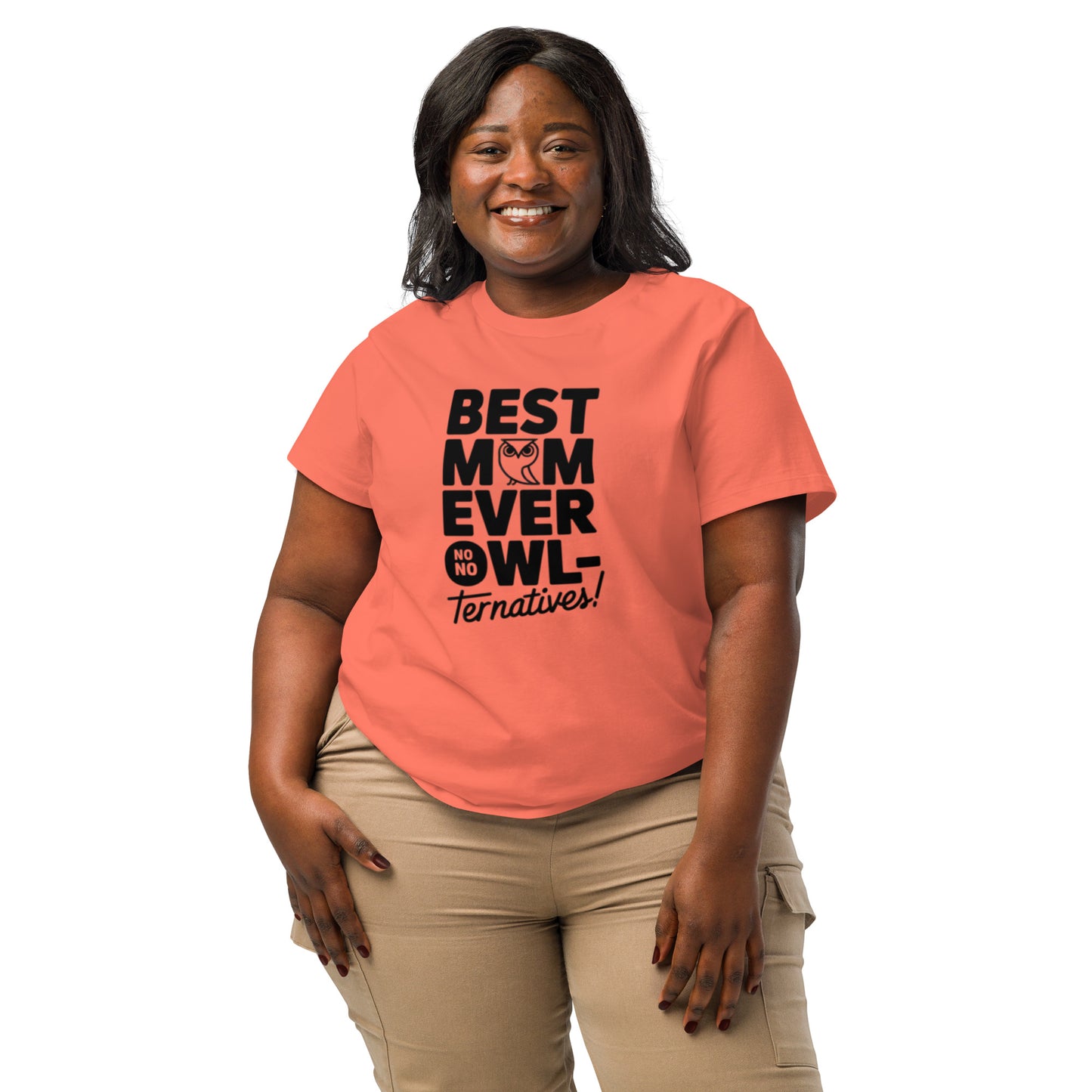 Women’s Organic Ribbed Neck T-Shirt – Owl Themed Eco-Friendly Tee for Nature & Animal Lovers Dudeily