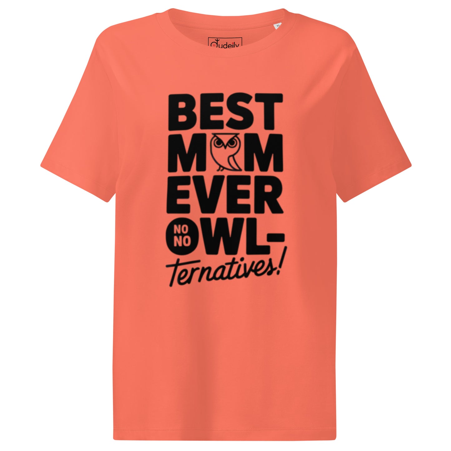 Women’s Organic Ribbed Neck T-Shirt – Owl Themed Eco-Friendly Tee for Nature & Animal Lovers Dudeily