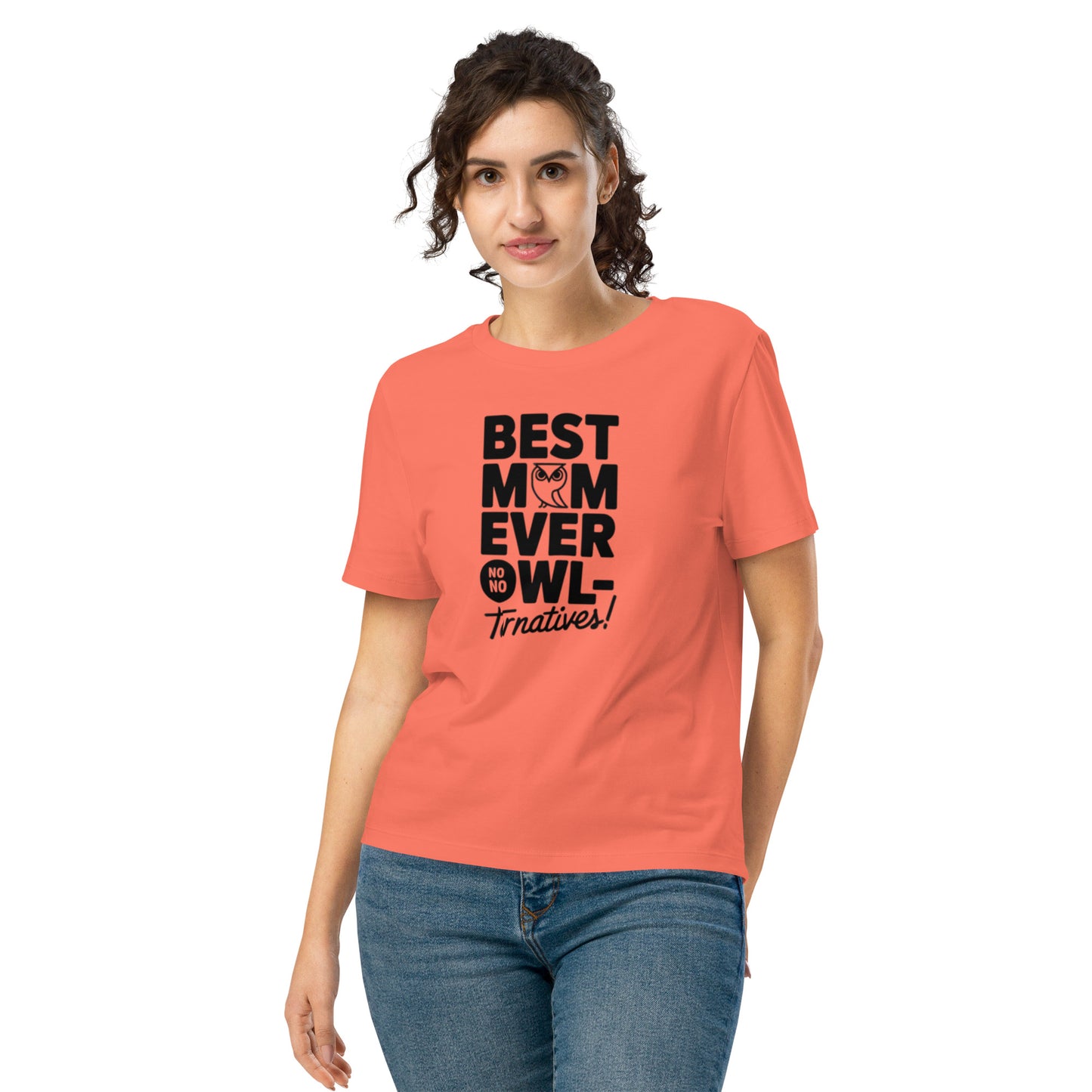 Women’s Organic Ribbed Neck T-Shirt – Owl Themed Eco-Friendly Tee for Nature & Animal Lovers Fiesta Dudeily