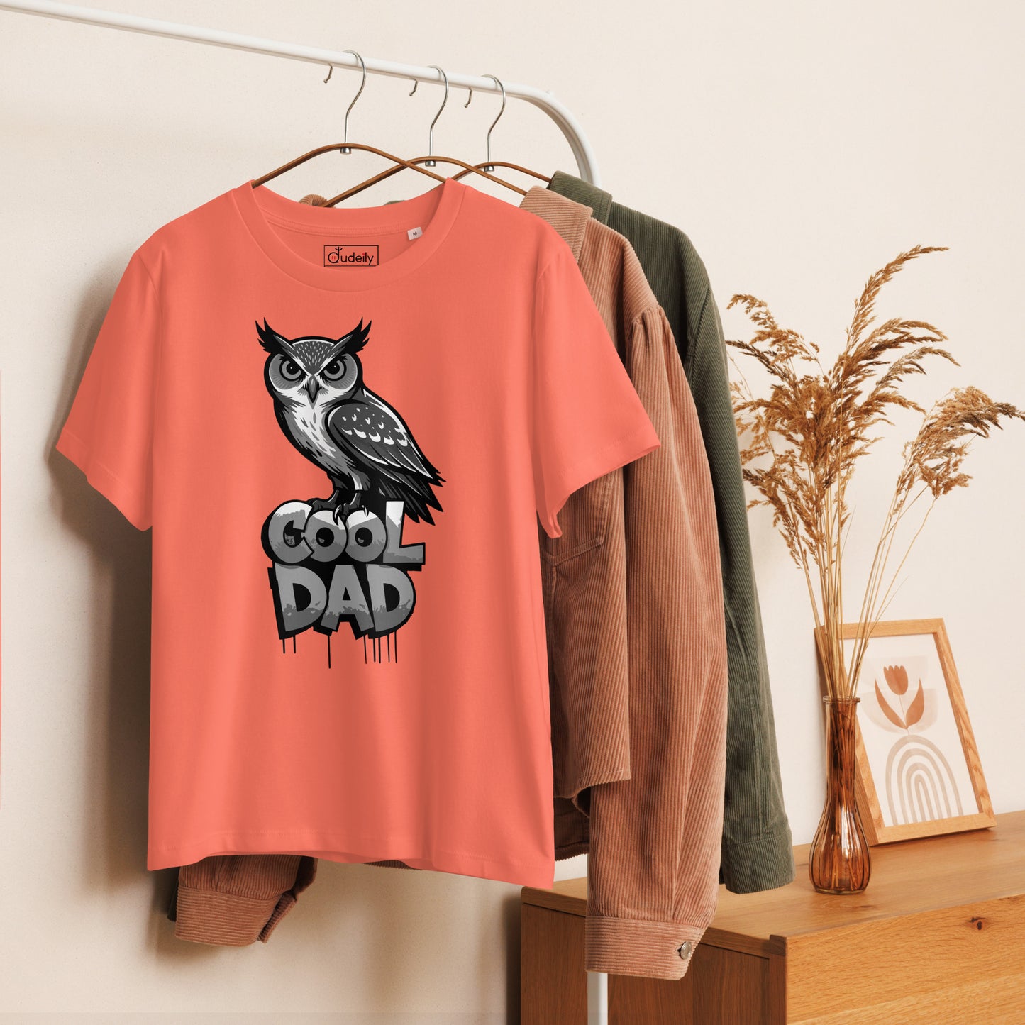 Women’s Organic Ribbed Neck T-Shirt – Sustainable Father’s Day Gift for Owl & Nature Lovers | Dudeily Dudeily