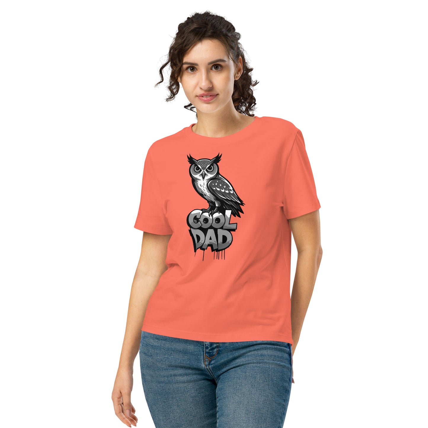 Women’s Organic Ribbed Neck T-Shirt – Sustainable Father’s Day Gift for Owl & Nature Lovers | Dudeily Fiesta Dudeily