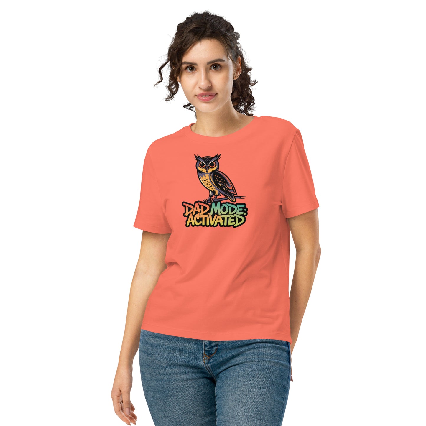Women’s Organic Ribbed Neck T-Shirt – Owl-Themed Sustainable Fashion for Nature Lovers | Dudeily Fiesta Dudeily