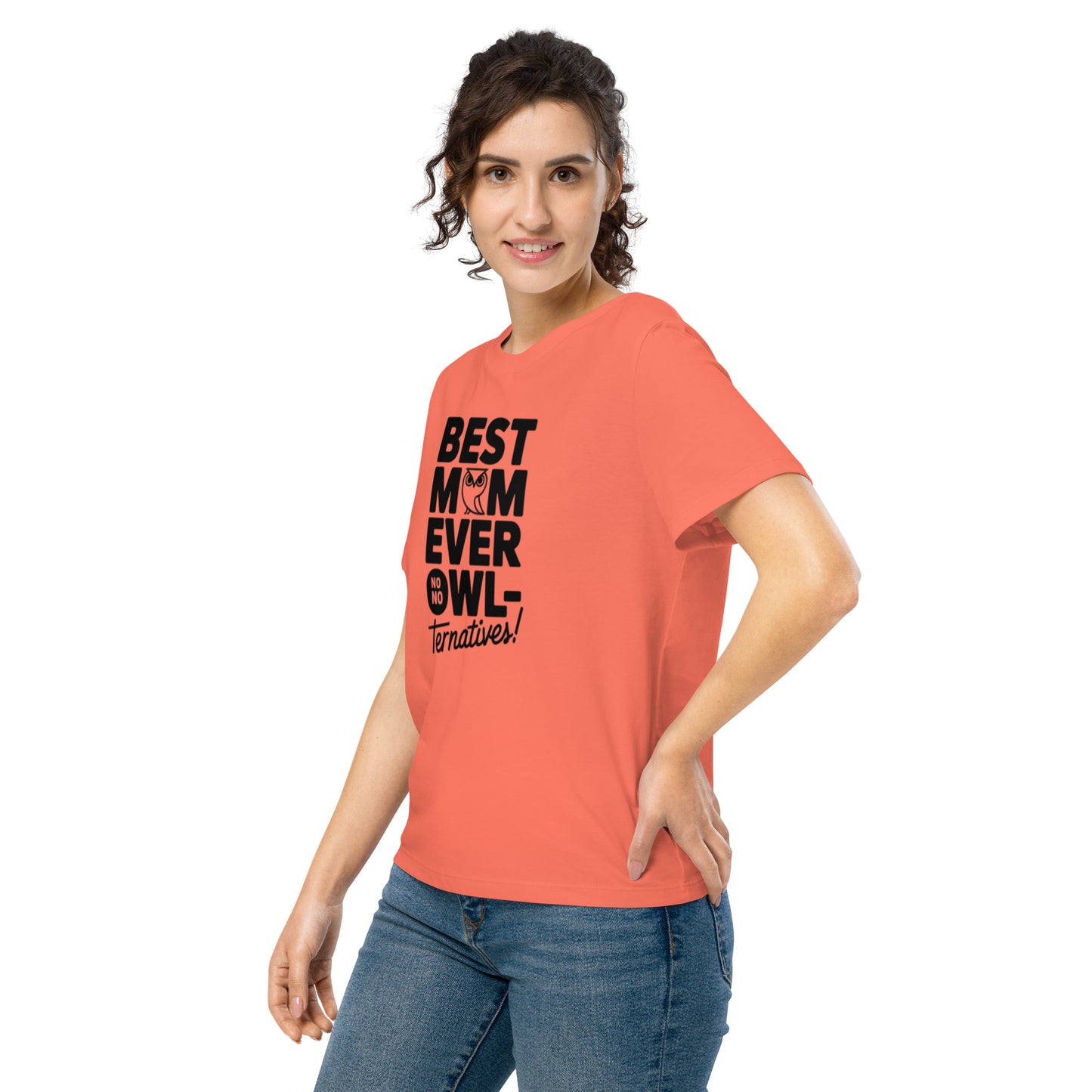 Women’s Organic Ribbed Neck T-Shirt – Owl Themed Eco-Friendly Tee for Nature & Animal Lovers Dudeily