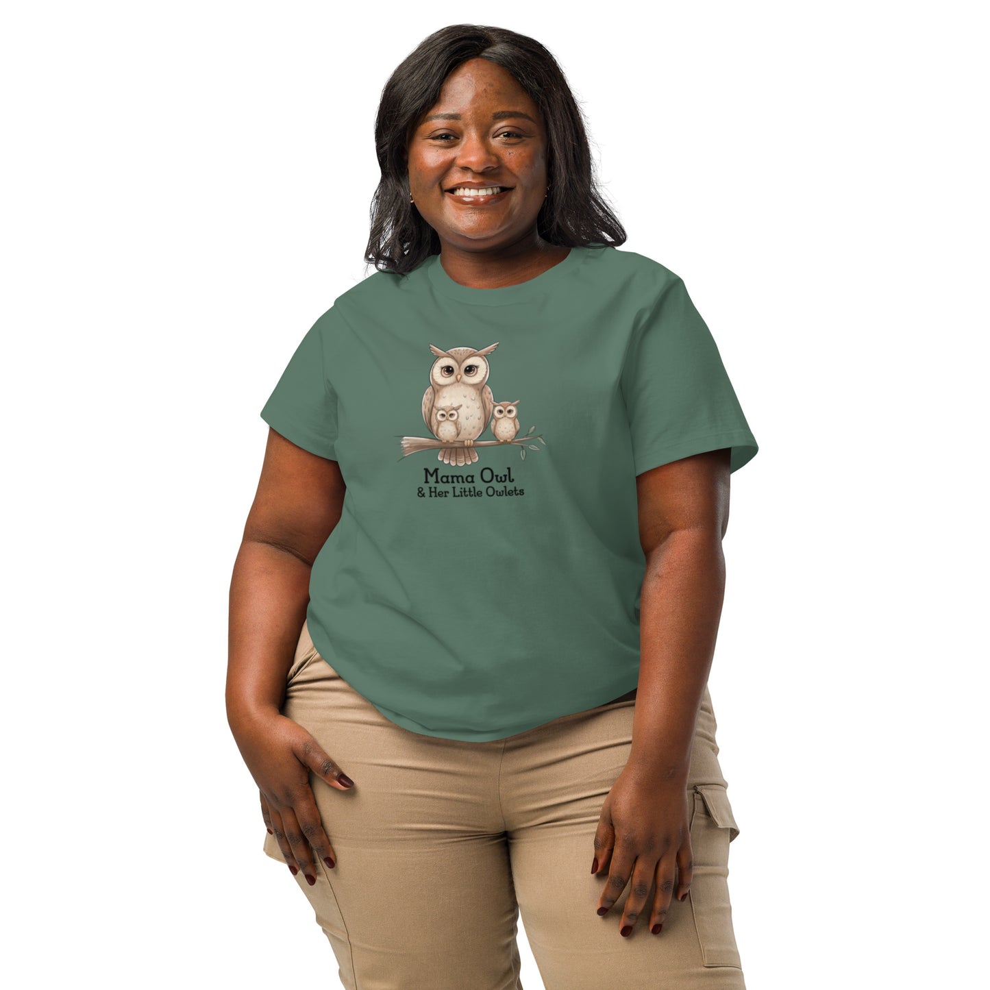 Women’s Organic Ribbed Neck T-Shirt – Sustainable Owl-Inspired Style by Dudeily Dudeily