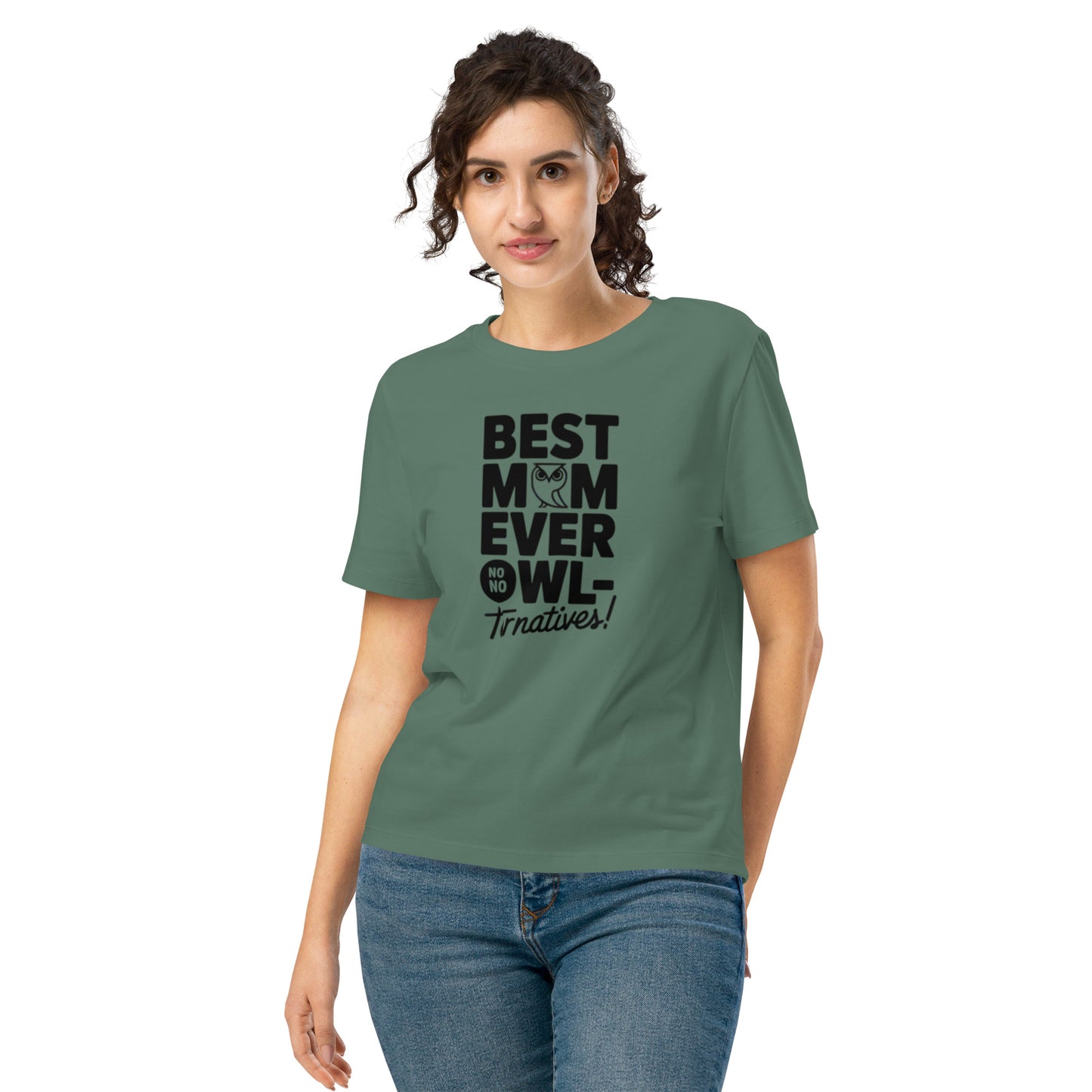 Women’s Organic Ribbed Neck T-Shirt – Owl Themed Eco-Friendly Tee for Nature & Animal Lovers Green Bay Dudeily