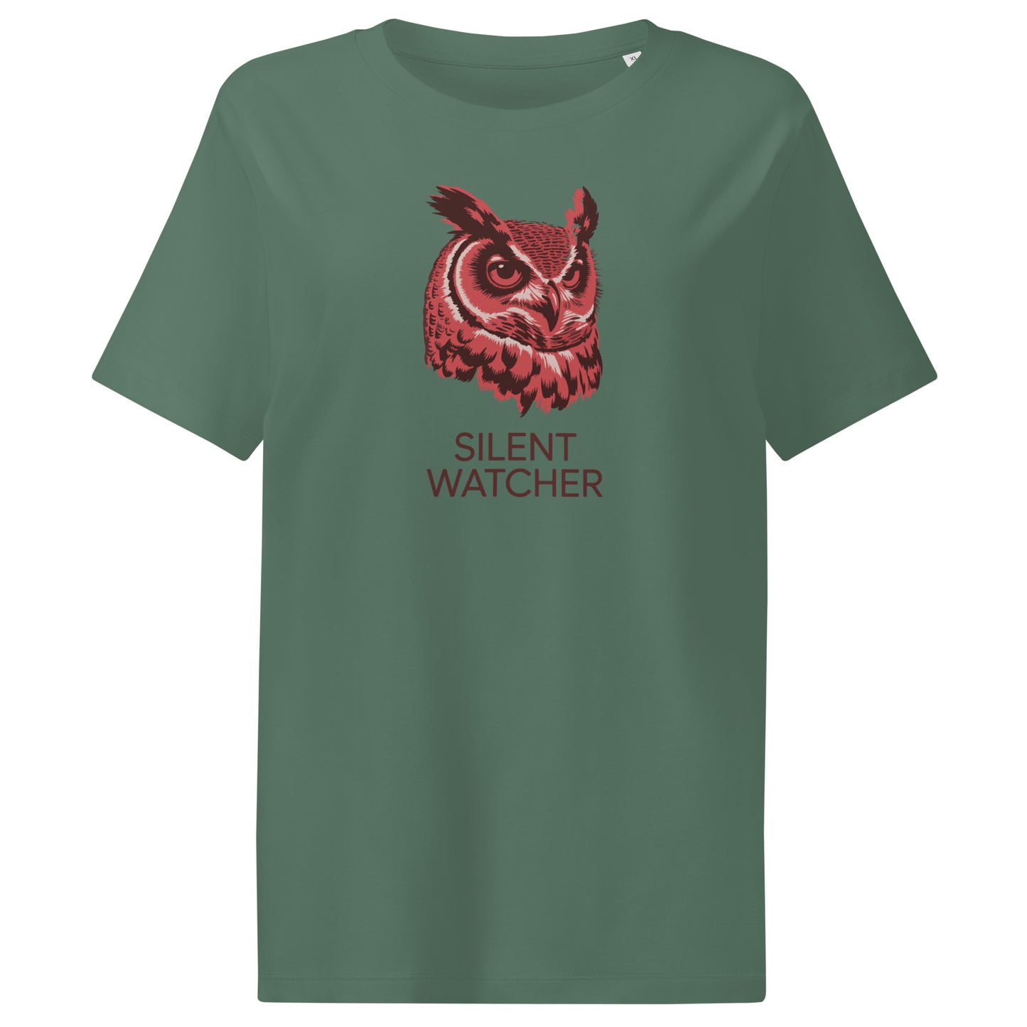 Women’s Organic Ribbed Neck T-Shirt: 'Silent Watcher' | Ethical Owl Clothing USA Dudeily