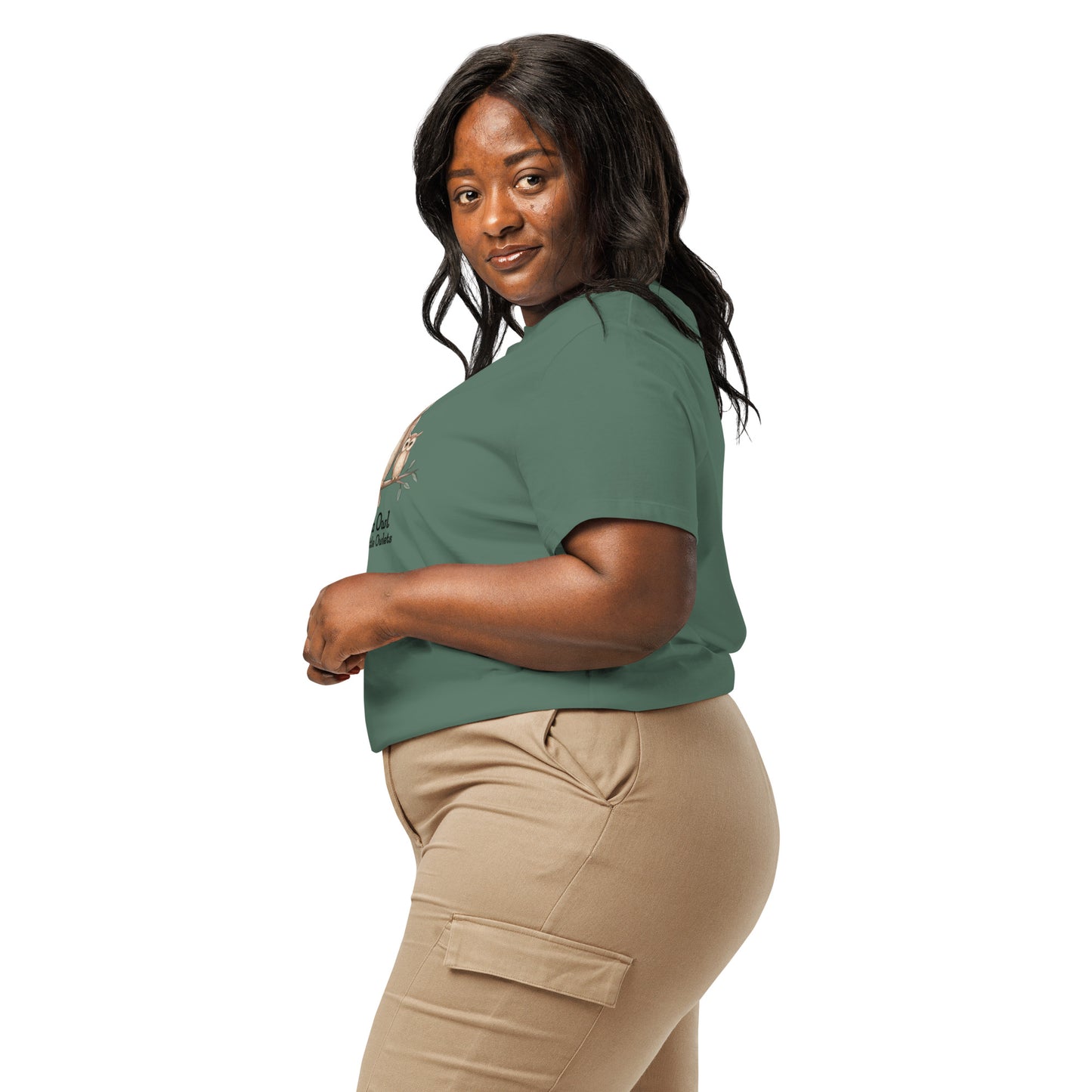 Women’s Organic Ribbed Neck T-Shirt – Sustainable Owl-Inspired Style by Dudeily Dudeily