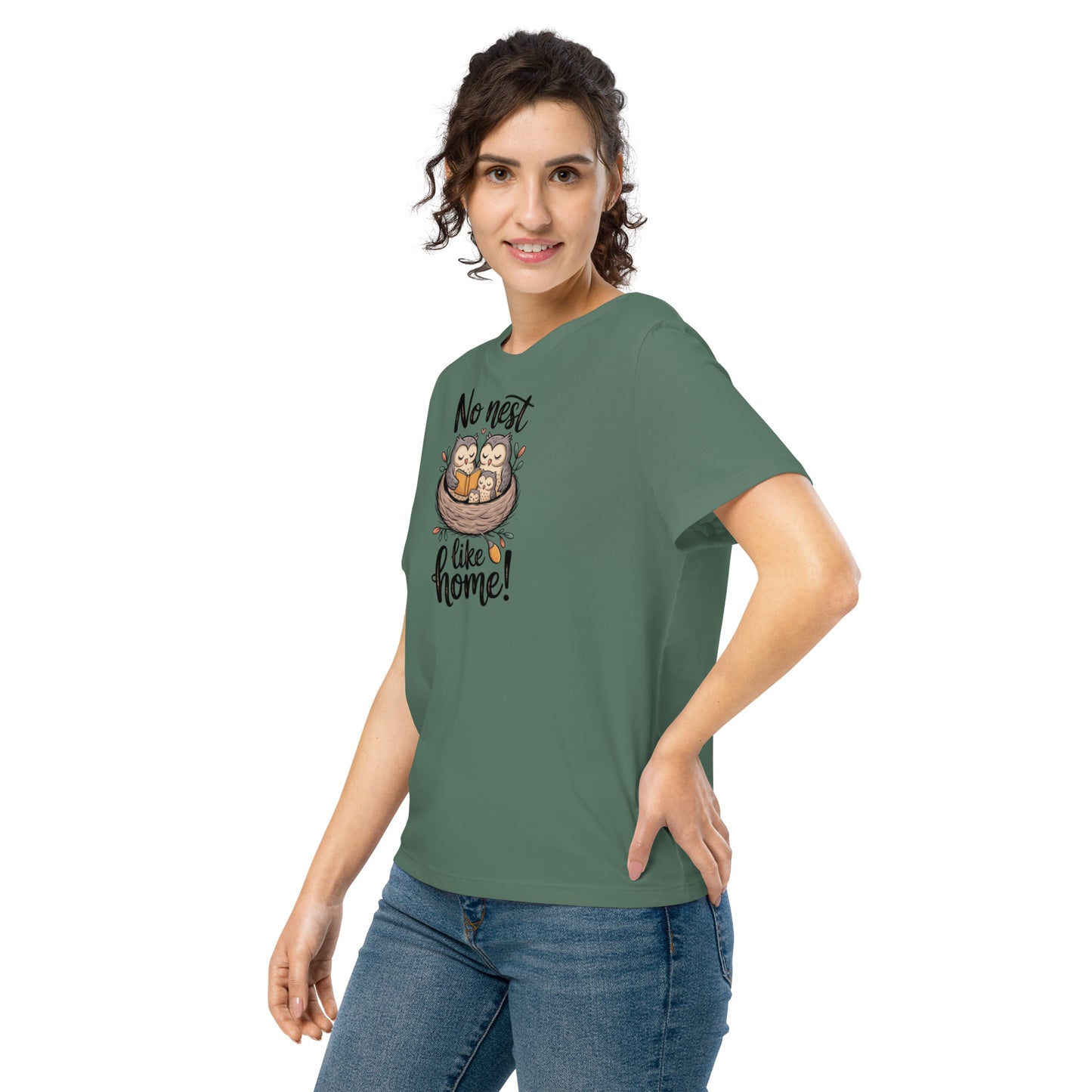 Owl Women’s Organic Ribbed Neck T-Shirt – Elegant, Eco-Friendly Comfort Dudeily