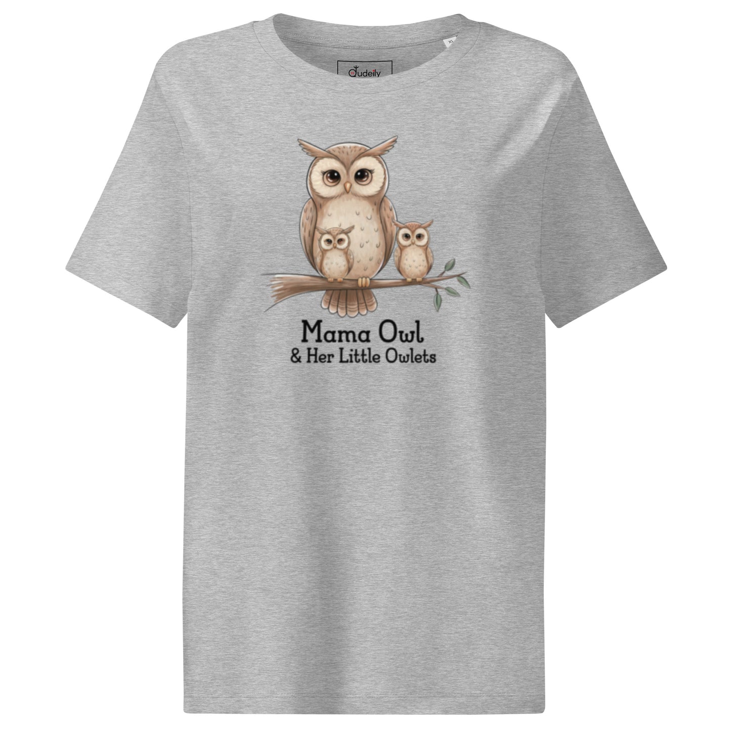 Women’s Organic Ribbed Neck T-Shirt – Sustainable Owl-Inspired Style by Dudeily Dudeily