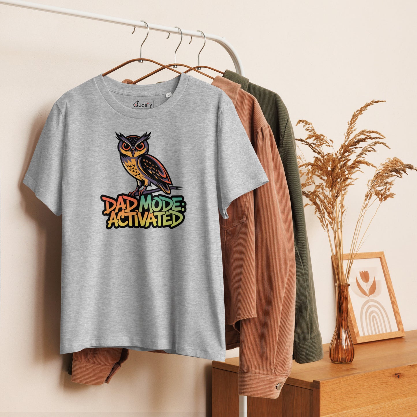 Women’s Organic Ribbed Neck T-Shirt – Owl-Themed Sustainable Fashion for Nature Lovers | Dudeily Dudeily