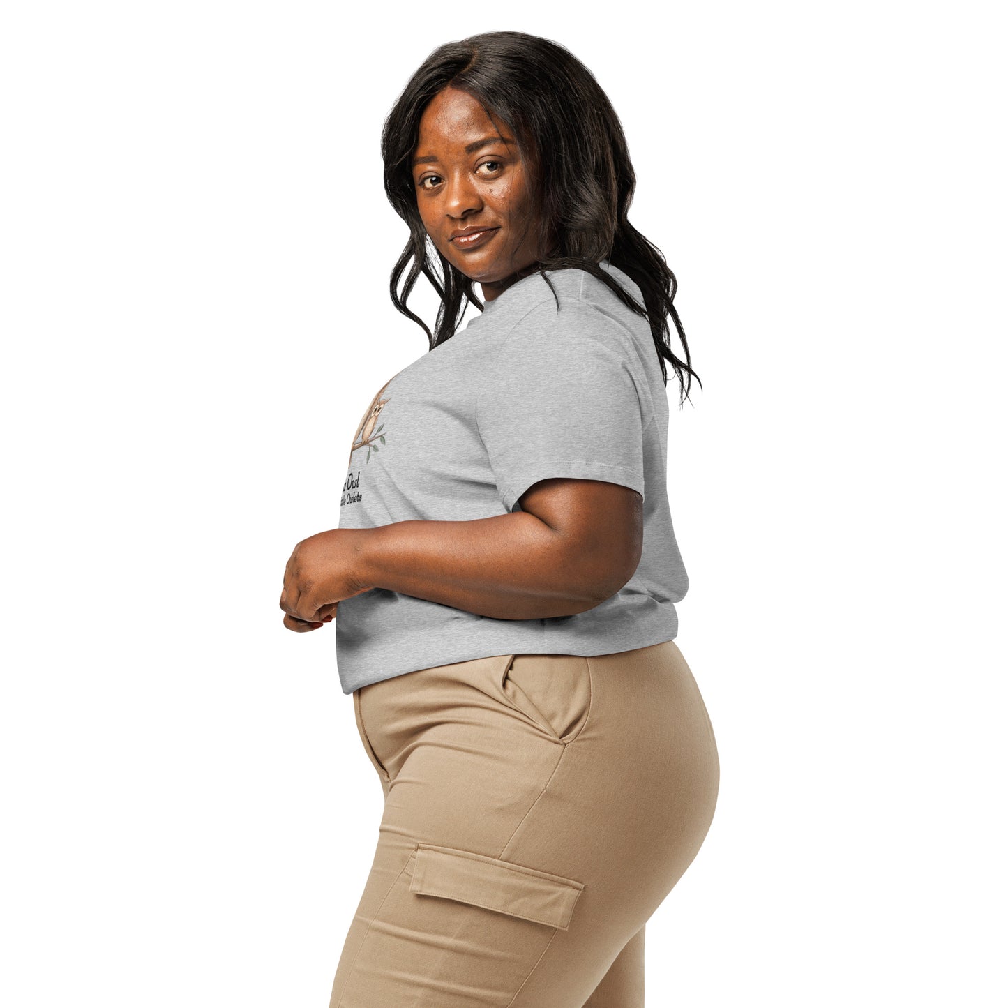 Women’s Organic Ribbed Neck T-Shirt – Sustainable Owl-Inspired Style by Dudeily Dudeily