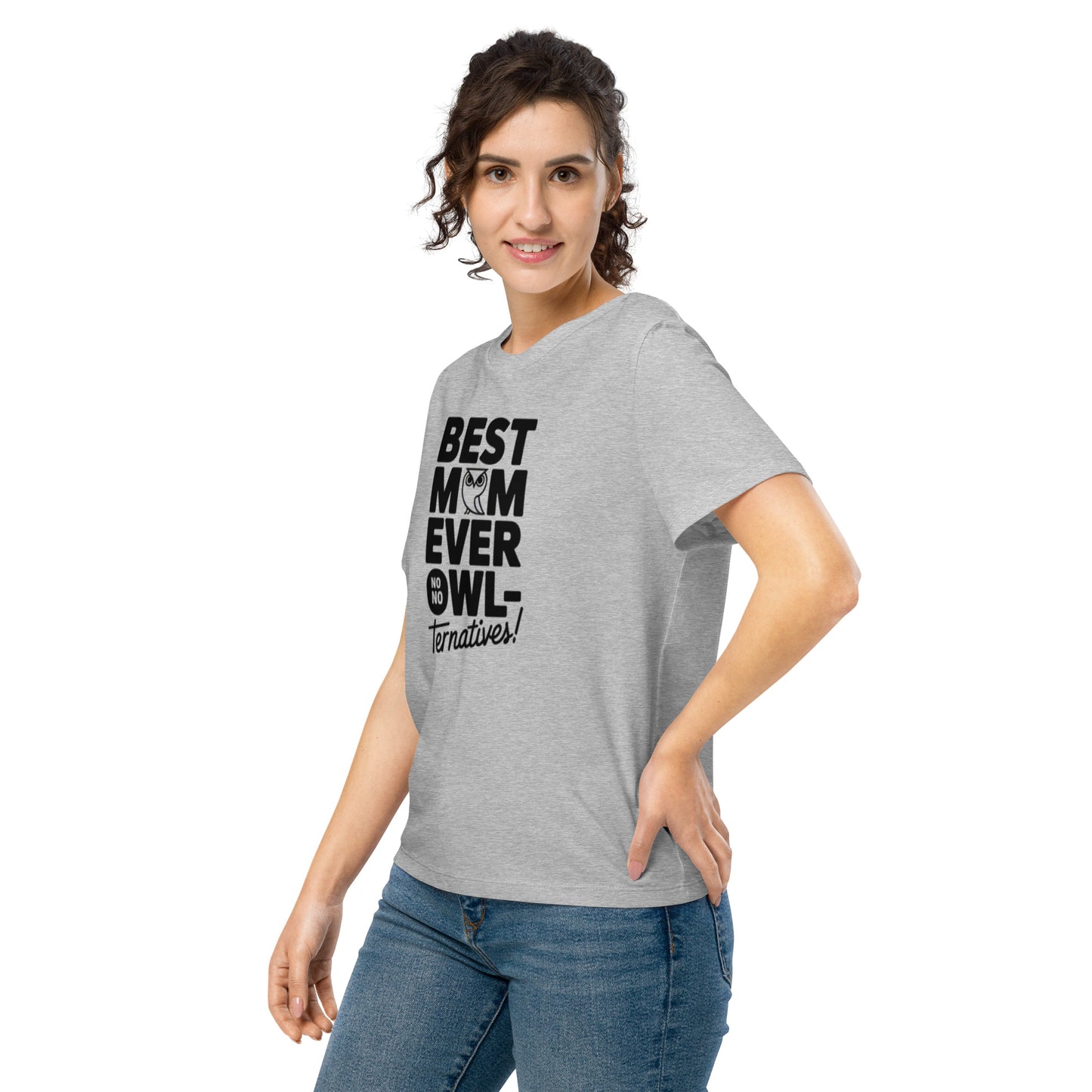 Women’s Organic Ribbed Neck T-Shirt – Owl Themed Eco-Friendly Tee for Nature & Animal Lovers Dudeily