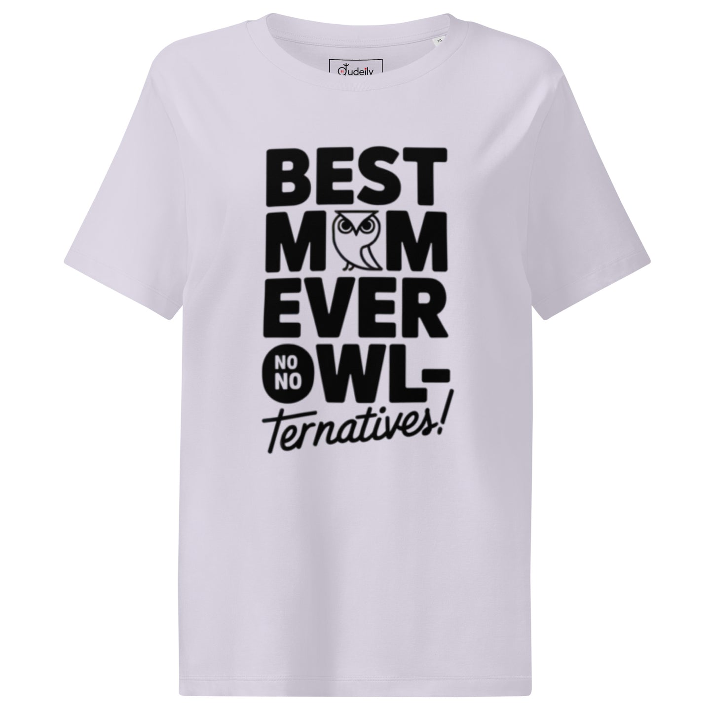 Women’s Organic Ribbed Neck T-Shirt – Owl Themed Eco-Friendly Tee for Nature & Animal Lovers Dudeily