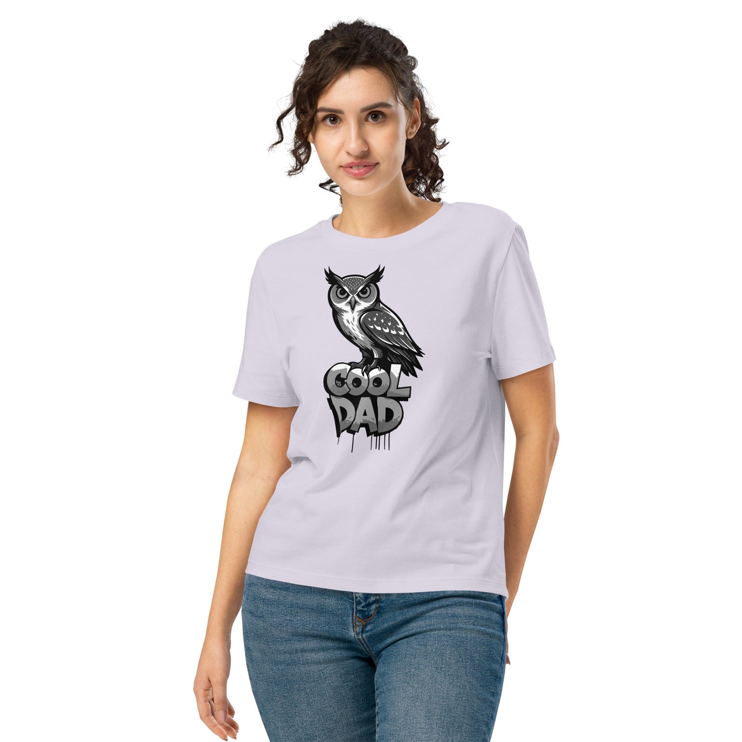 Women’s Organic Ribbed Neck T-Shirt – Sustainable Father’s Day Gift for Owl & Nature Lovers | Dudeily Lavender Dudeily
