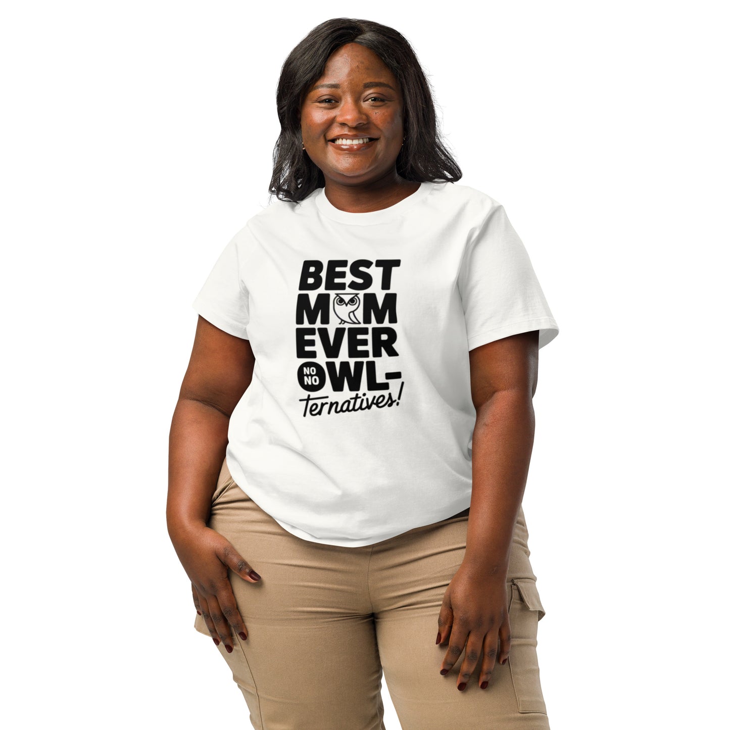 Women’s Organic Ribbed Neck T-Shirt – Owl Themed Eco-Friendly Tee for Nature & Animal Lovers Dudeily