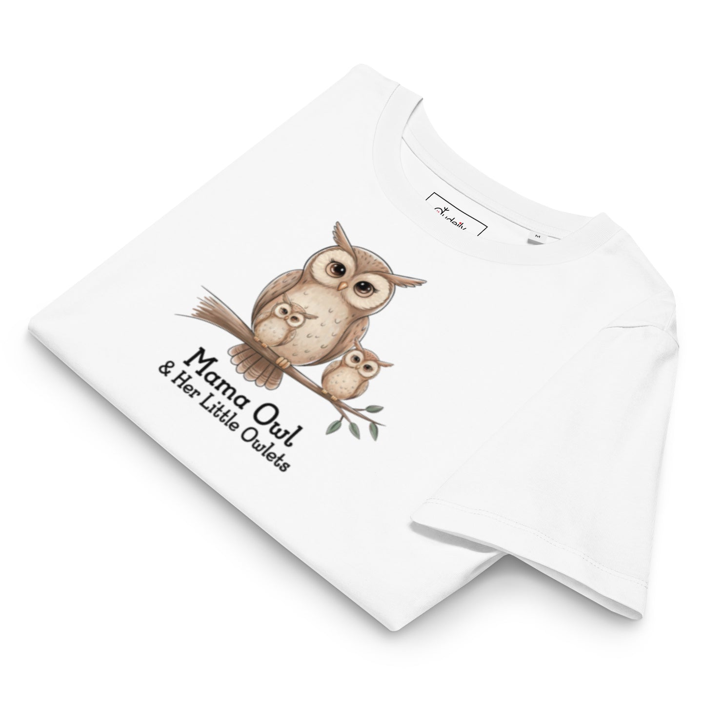 Women’s Organic Ribbed Neck T-Shirt – Sustainable Owl-Inspired Style by Dudeily Dudeily