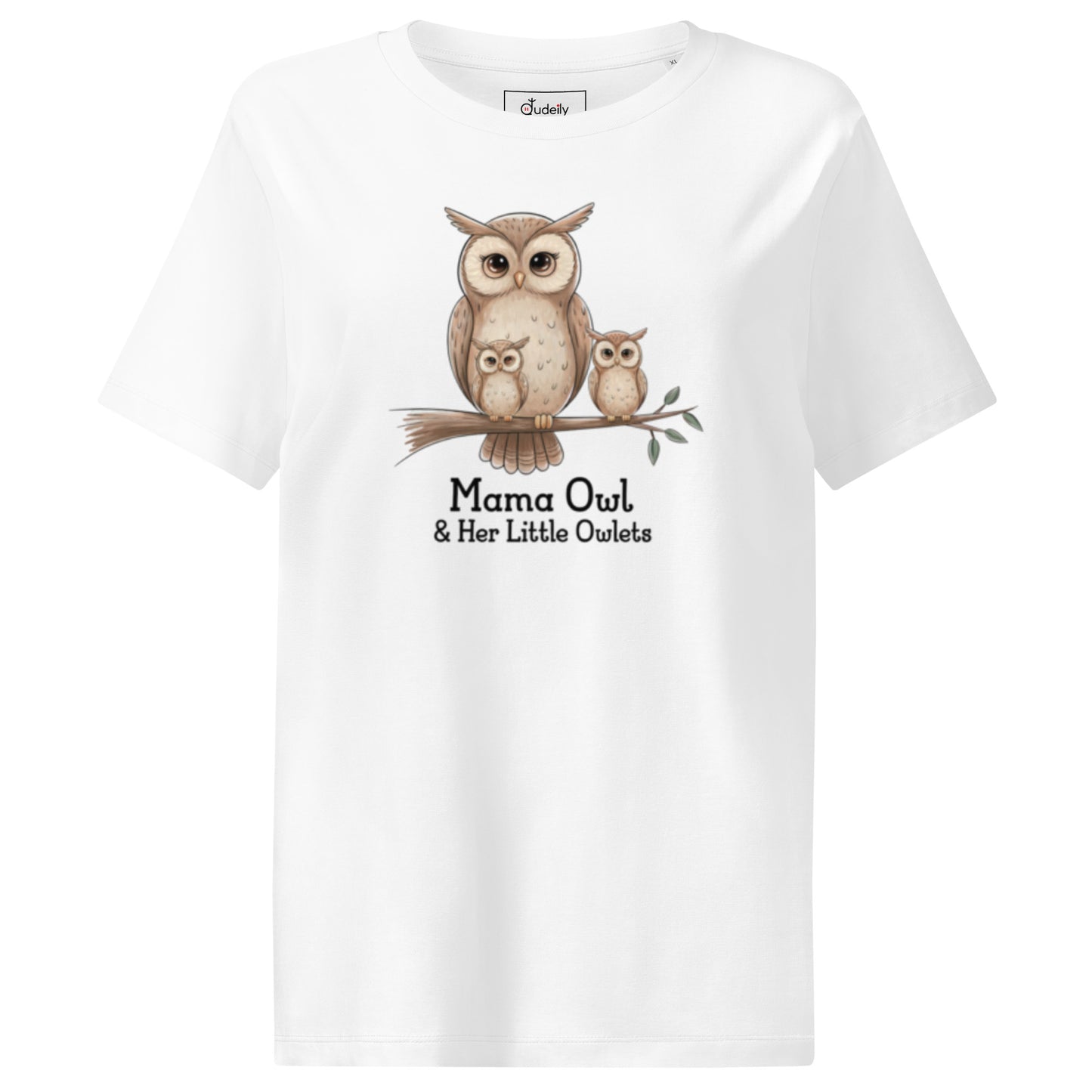 Women’s Organic Ribbed Neck T-Shirt – Sustainable Owl-Inspired Style by Dudeily Dudeily