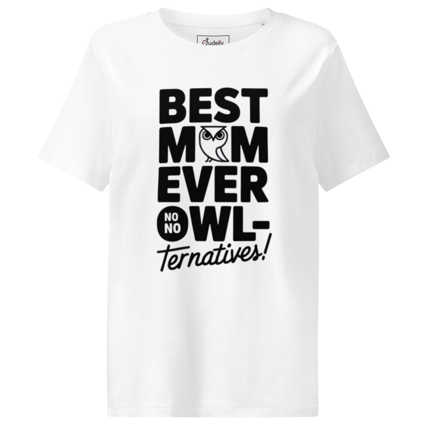 Women’s Organic Ribbed Neck T-Shirt – Owl Themed Eco-Friendly Tee for Nature & Animal Lovers Dudeily