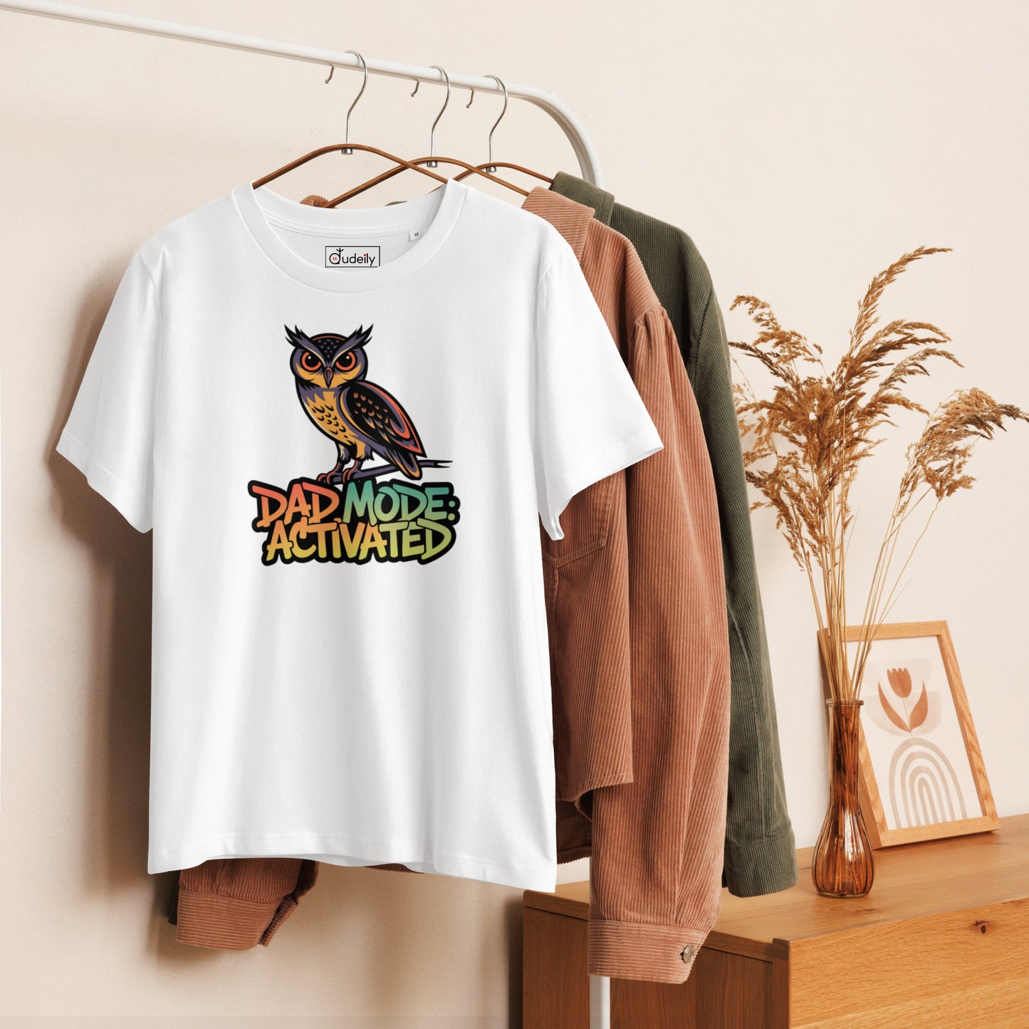 Women’s Organic Ribbed Neck T-Shirt – Owl-Themed Sustainable Fashion for Nature Lovers | Dudeily Dudeily