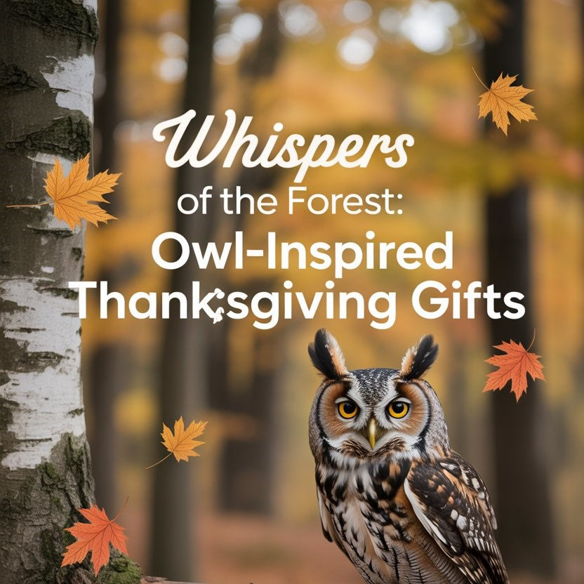 Owl-themed eco-friendly sweatshirt and tote surrounded by autumn leaves